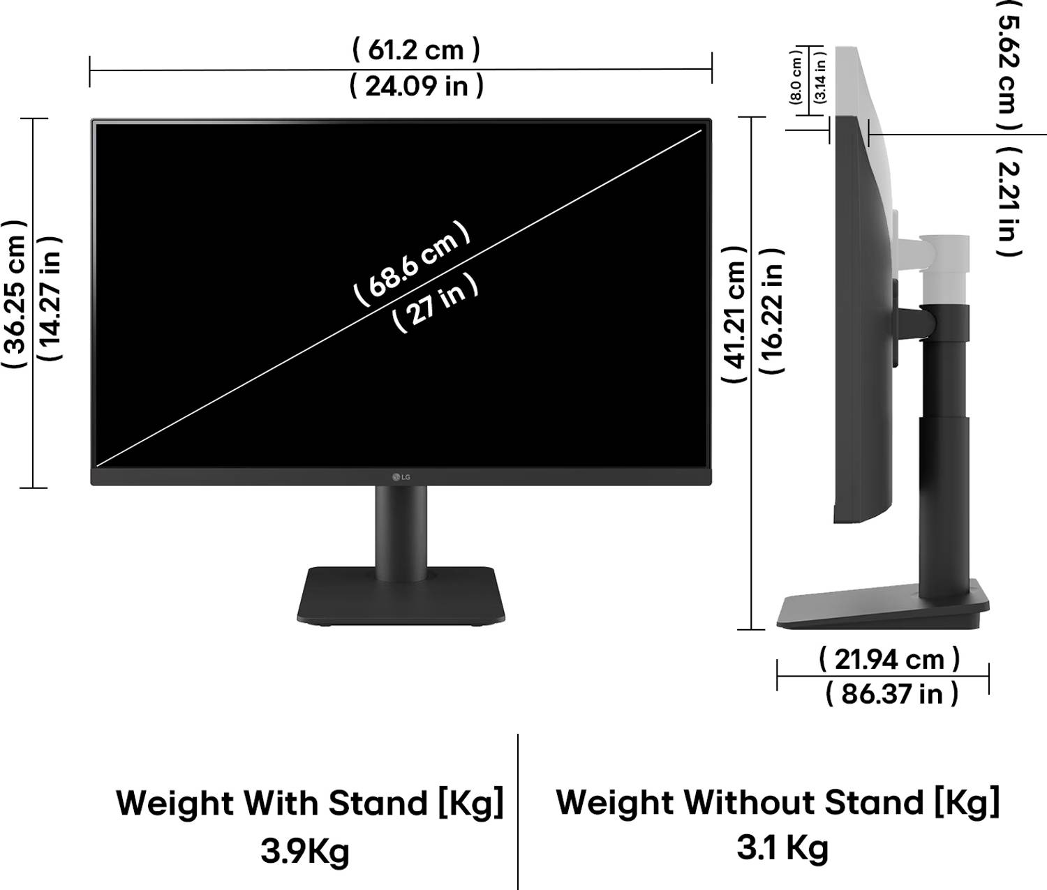 LG 27MS550-BB 27 inch Full HD IPS Monitor - Image 4