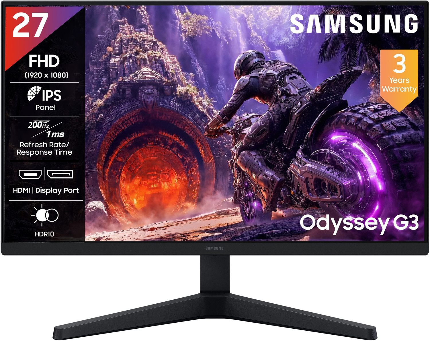 Image of Samsung Odyssey G3 Gaming Monitor 68.58 cm (27 inch) Full HD LED Backlit IPS Panel Gaming Monitor (LS27HG300EWXXL)