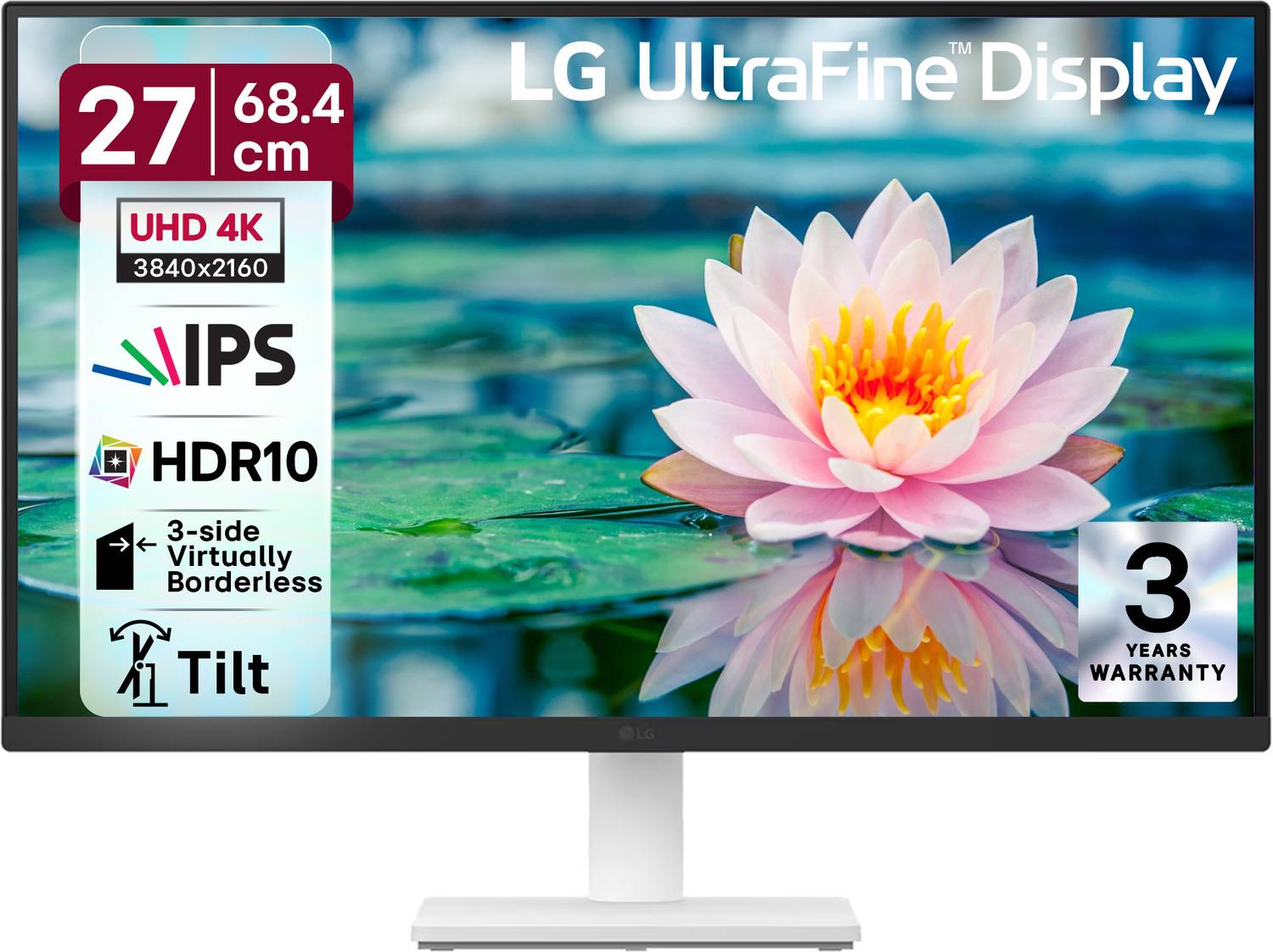 LG UltraFine 68.0 cm (27 inches) 4K Ultra HD LED Backlit IPS Panel with HDR10, Up to 90% DCI-P3 Color gamut, Reader Mode, Flicker Safe, HDMI X 2, DisplayPort, Headphone Out, Borderless Design Monitor (27US500-WA.ATRPMSN)