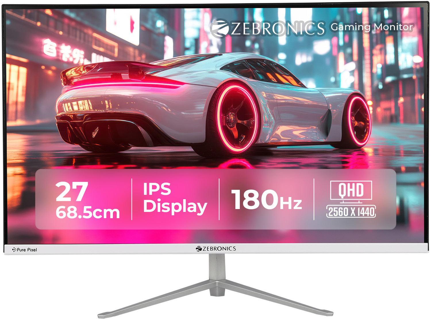 Image of ZEBRONICS Zeb-A 68.5 cm (27 inch) Quad HD LED Backlit IPS Panel Gaming Monitor (Zeb-A27 QHD LED 180Hz)