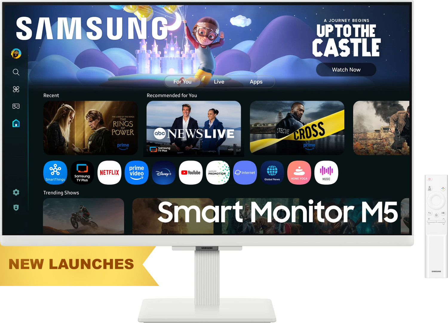 Image of Samsung M5 68.58 cm (27 inch) Full HD LED Backlit IPS Panel with In-built Speakers, Adaptive Sound, Wi-Fi, HDMI, Bluetooth, Samsung TV Plus, Screen Mirroring, Smart TV Experience Monitor (LS27FM501EWXXL)