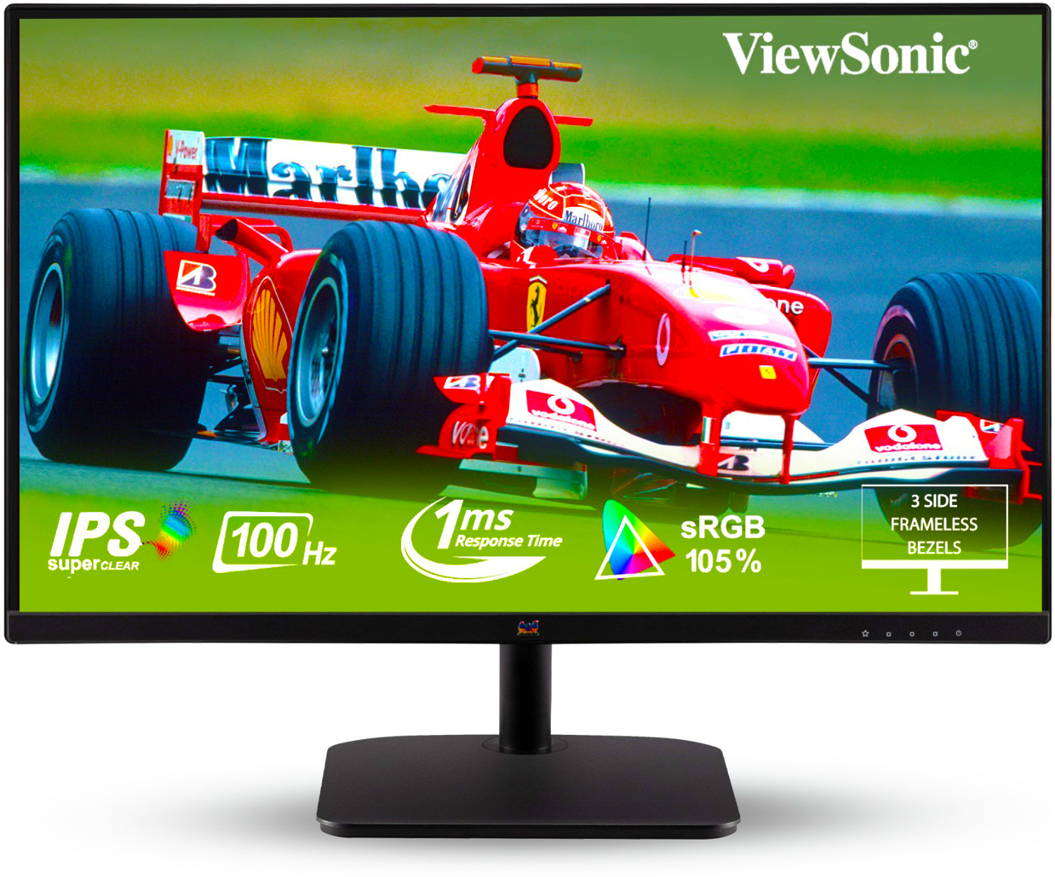 Image of ViewSonic 153.54 cm (61 cm) Full HD LED Backlit IPS Panel with Bezel Less, Low Blue Light, Flicker-Free, Tilt, sRGB 104%, HDMI, VGA, Audio Out, Slim Monitor (VA2432-H)