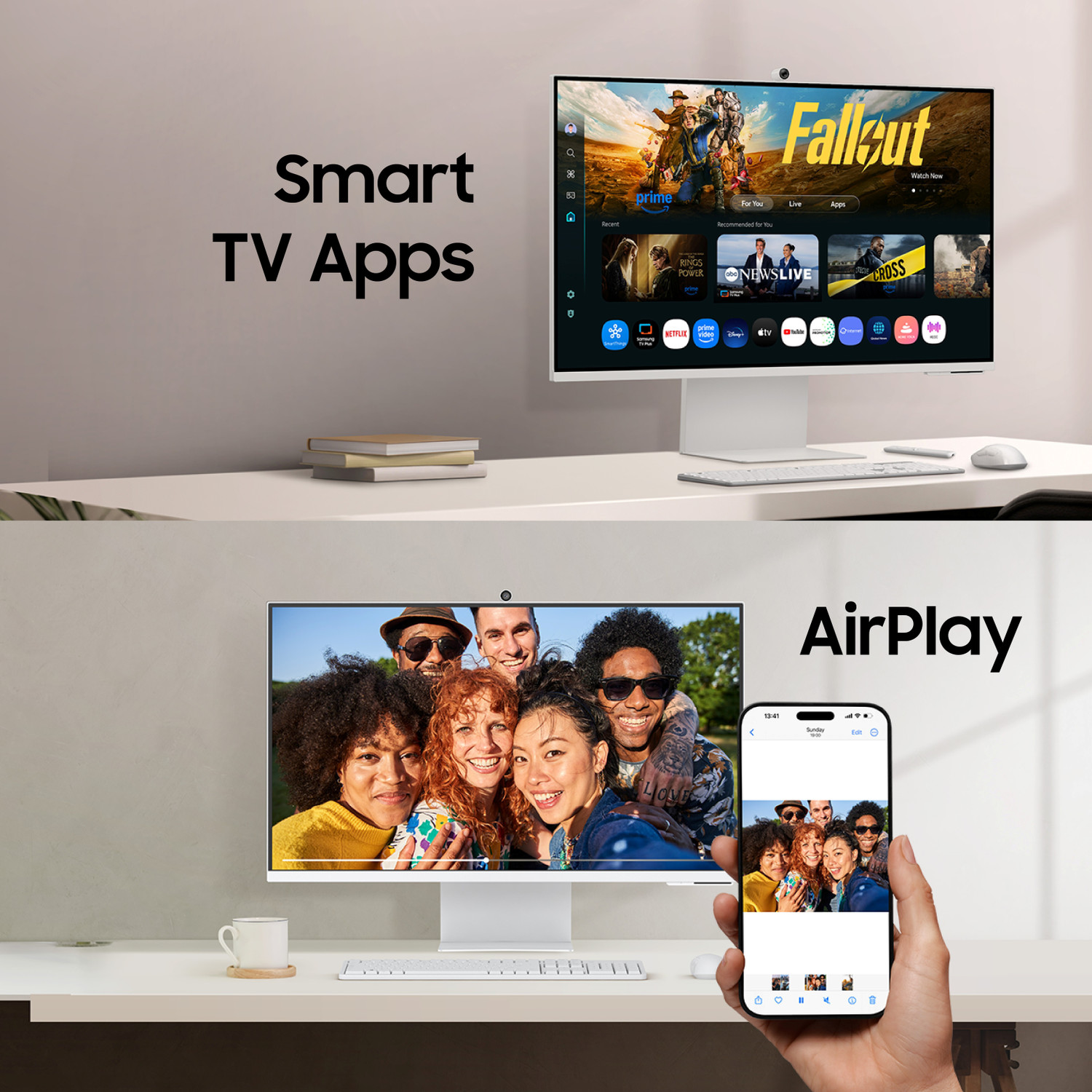 Image of Samsung M8 Series 80.0 cm (32 inch) 4K Ultra HD LED Backlit VA Panel with� In-built Speaker, SlimFit Camera, Wi-Fi, Bluetooth, USB, Type-C, Wireless Display, Vision AI Smart� Monitor (LS32FM801UWXXL)