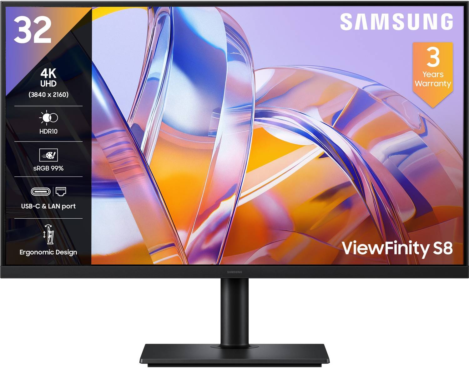 Samsung ViewFinity S8 80.01 cm (32 inches) 4K Ultra HD LED Backlit VA Panel Gaming Monitor (32" 4K ViewFinity S8 Monitor LS32H802UAWXXL, Black)