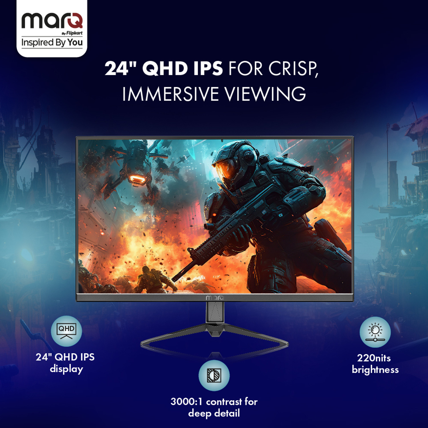 Image of MarQ by Flipkart 60.96 cm (24 inch) Quad HD LED Backlit IPS Panel Monitor (24QHDMIQCCYP)
