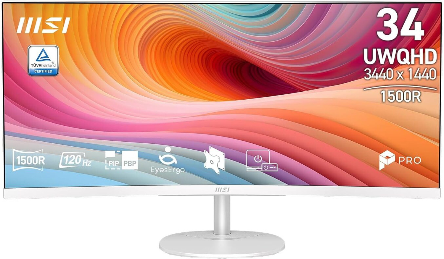 Image of MSI 86.36 cm (34 inch) Curved UWQHD VA Panel Monitor (PRO MP341CQW E12)