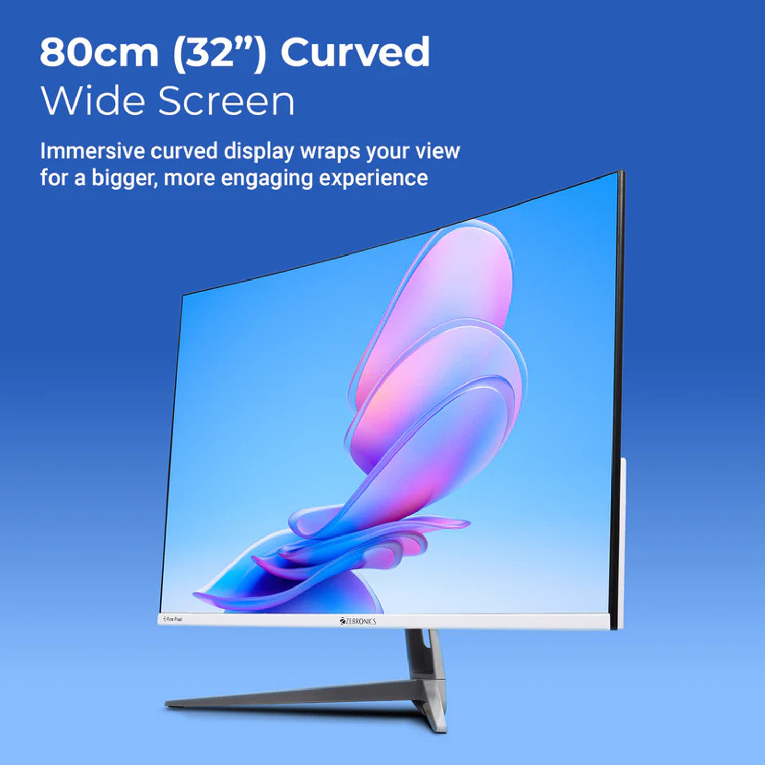 Image of ZEBRONICS 81.28 cm (32 inch) Curved Full HD IPS Panel Monitor (Zeb EA320 (100Hz) Monitor with HDMI + VGA Dual Input, Built-in Speaker, 250 Nits)