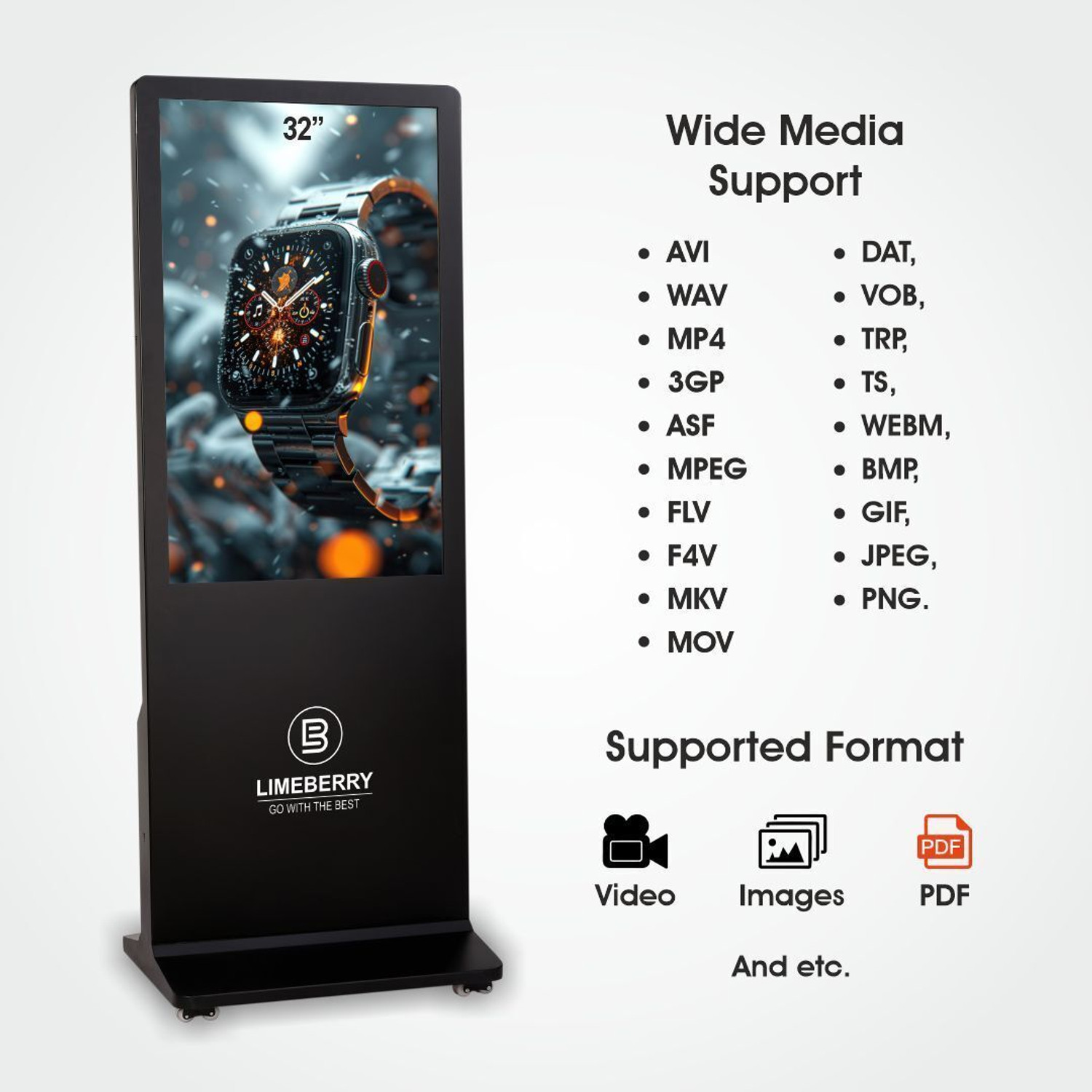 Image of LIMEBERRY Digital Signage Standee Projector Screen Kiosk Advertisement Machine Product Size 70 inch Height x 24 inch Width 109.22 cm (43 inch) Full HD LED Backlit IPS Panel Monitor (LB431-IUH)