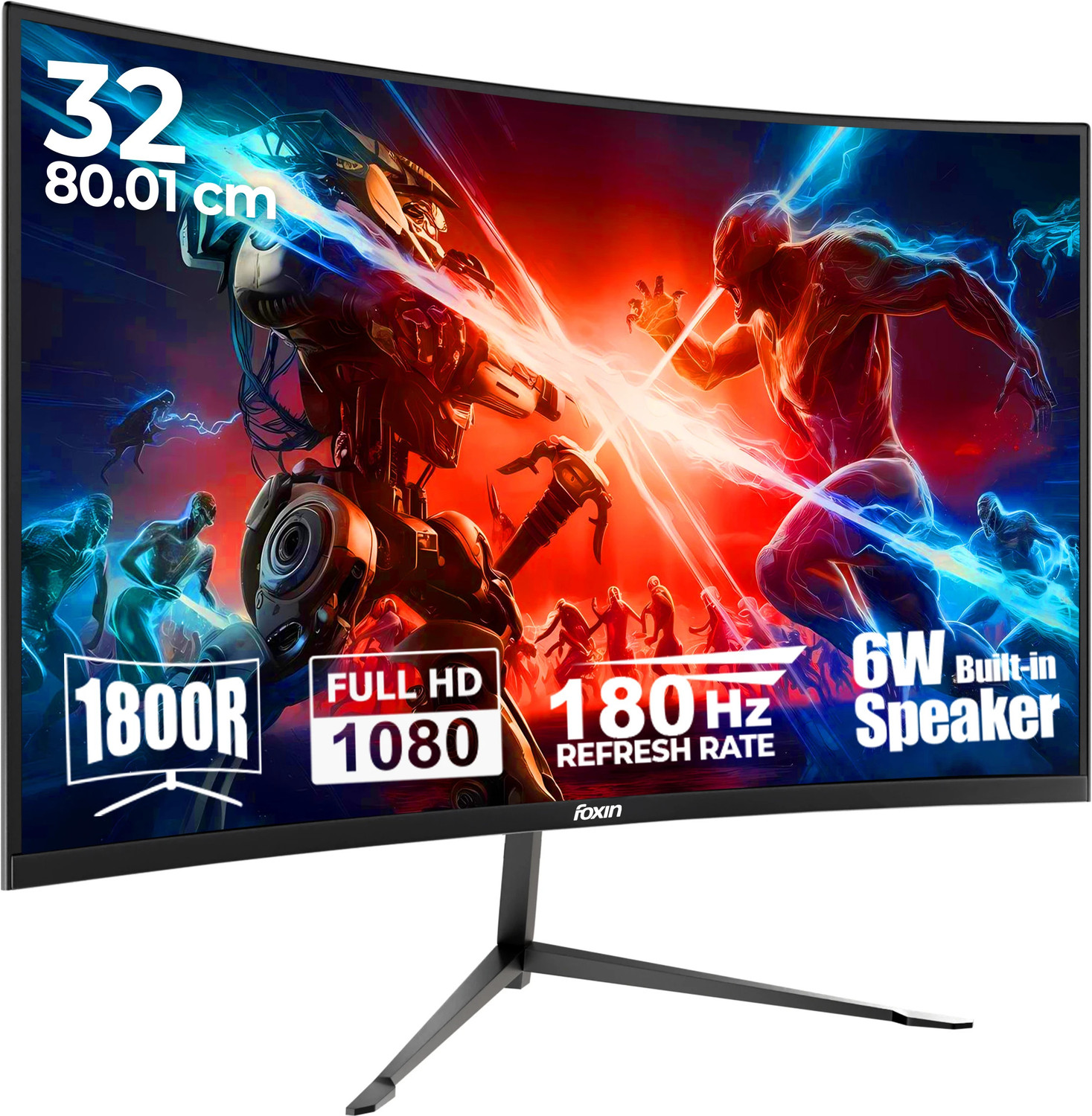 Image of Foxin 81.28 cm (32 inch) Curved Full HD VA Panel Gaming Monitor (Phantom 32 inch(80 cm) 1800R Curved Gaming Monitor, FHD 1920x1080p, 250Nits, 180Hz,)