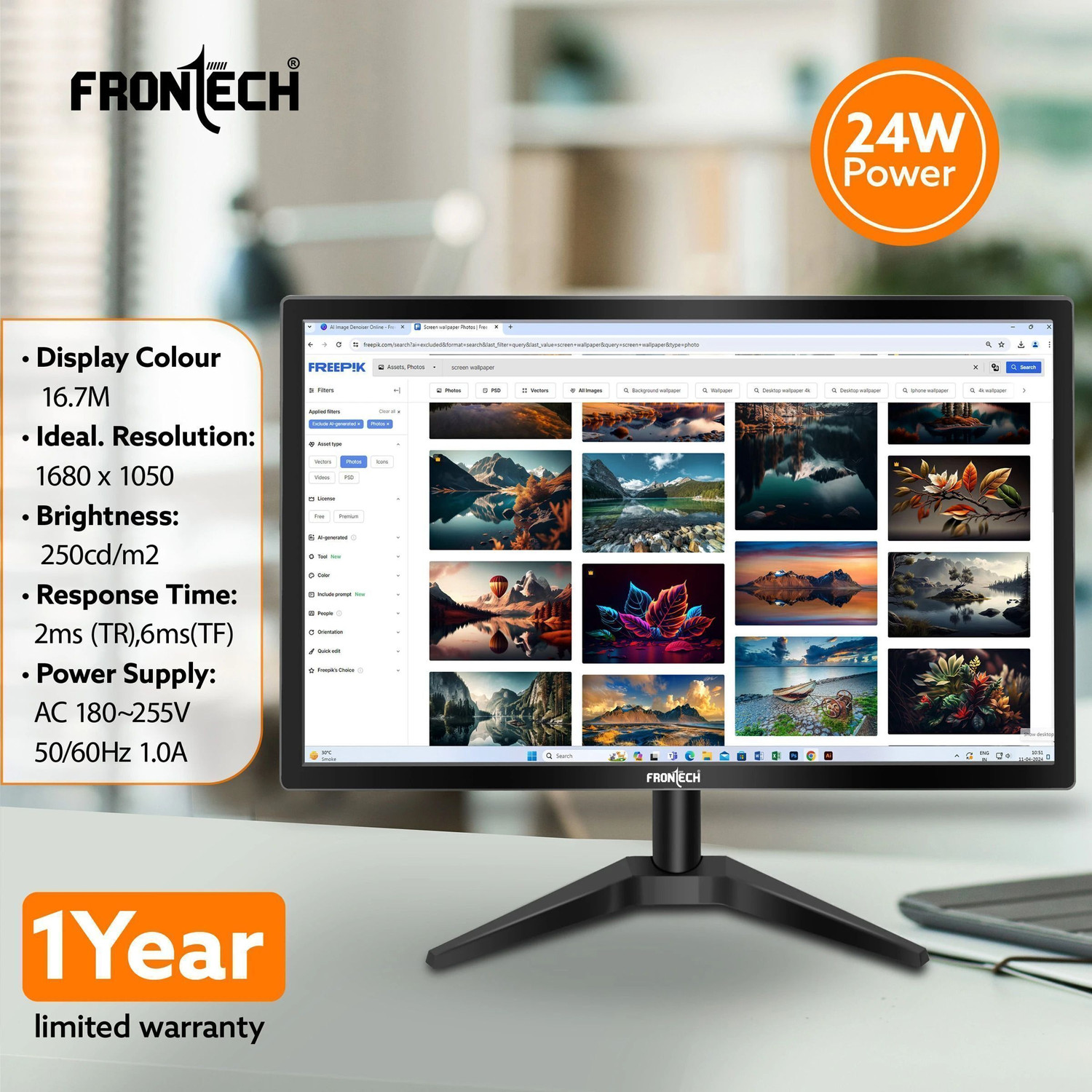 Image of Frontech - 55.88 cm (22 inch) HD LED Backlit VA Panel Monitor (MON 0060)