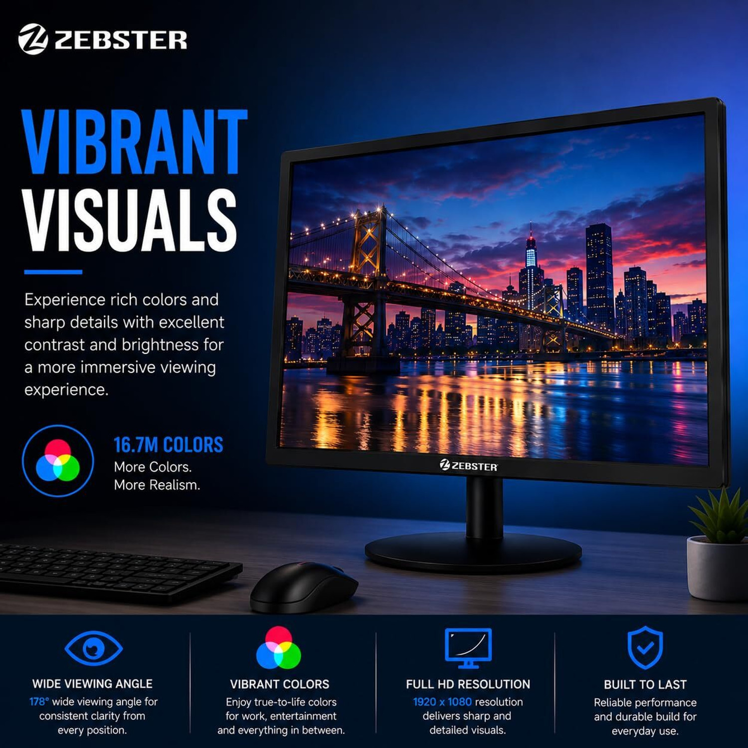 Image of ZEBRONICS 54.61 cm (22 inch) HD VA Panel Monitor (Zebster Z-EE22FHD)