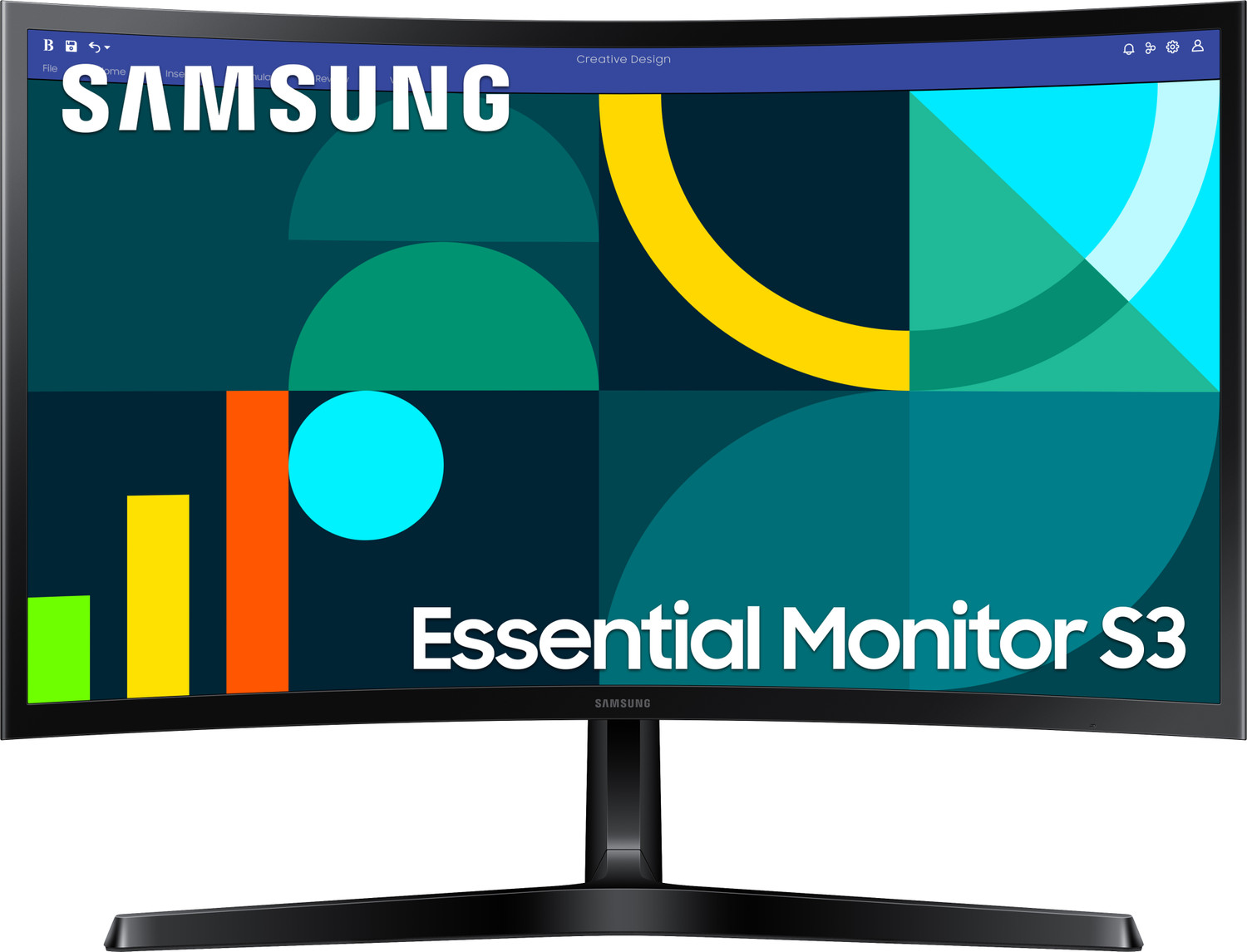 Image of Samsung Essential Monitor S3 59.8 cm (24 inch) Curved Full HD LED Backlit VA Panel Gaming Monitor (24 inch FHD Curved Monitor LS24D368GAWXXL, Black)
