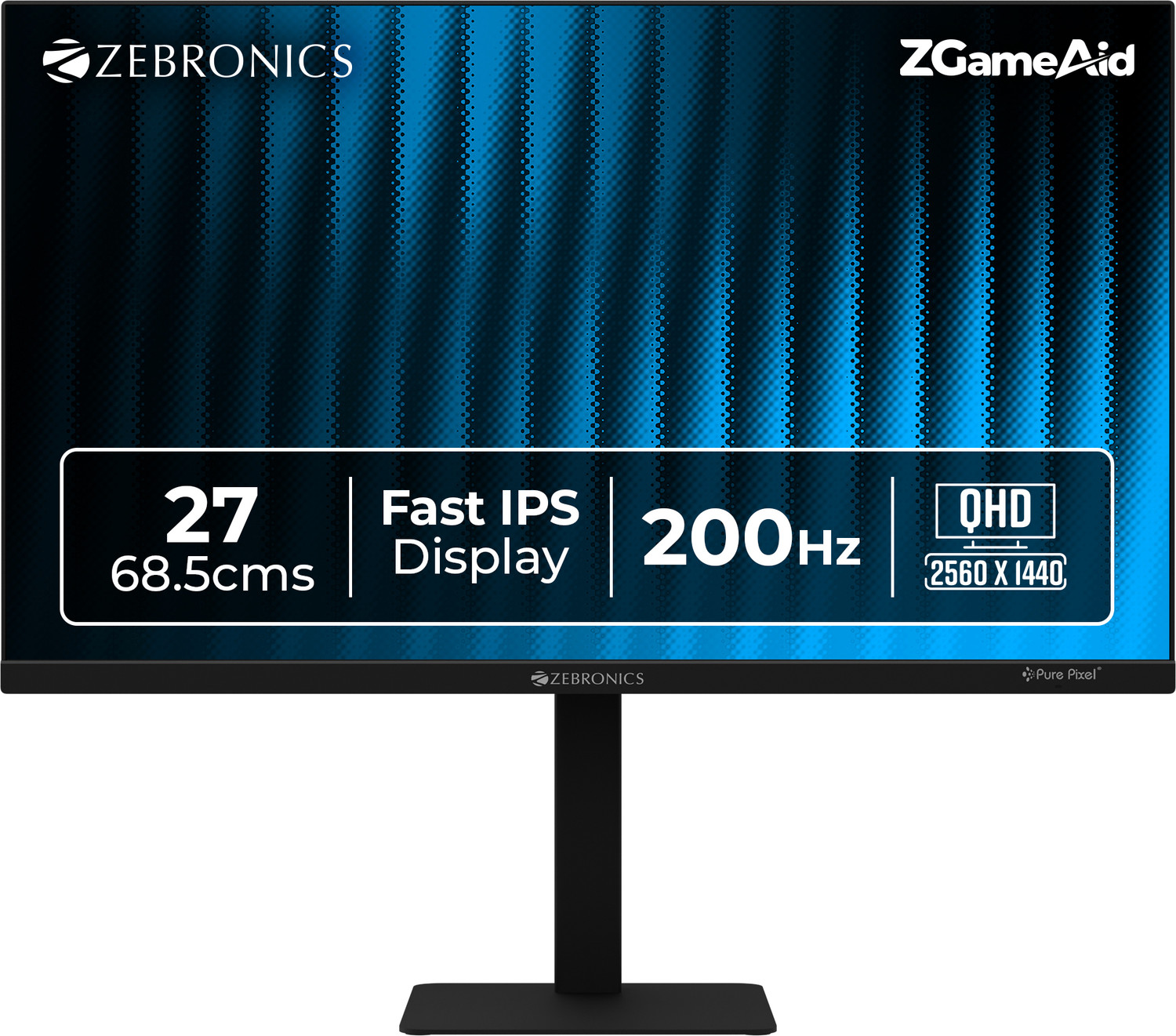 Image of ZEBRONICS 68.5 cm (27 inch) Quad HD IPS Panel Gaming Monitor (Zeb-S27A (200Hz))