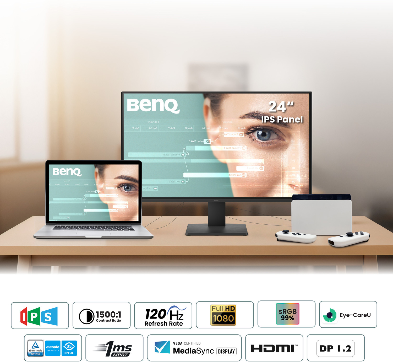 Image of BenQ GW2491P 60.96 cm (24 inch) Full HD IPS Panel Monitor (GW2491P)