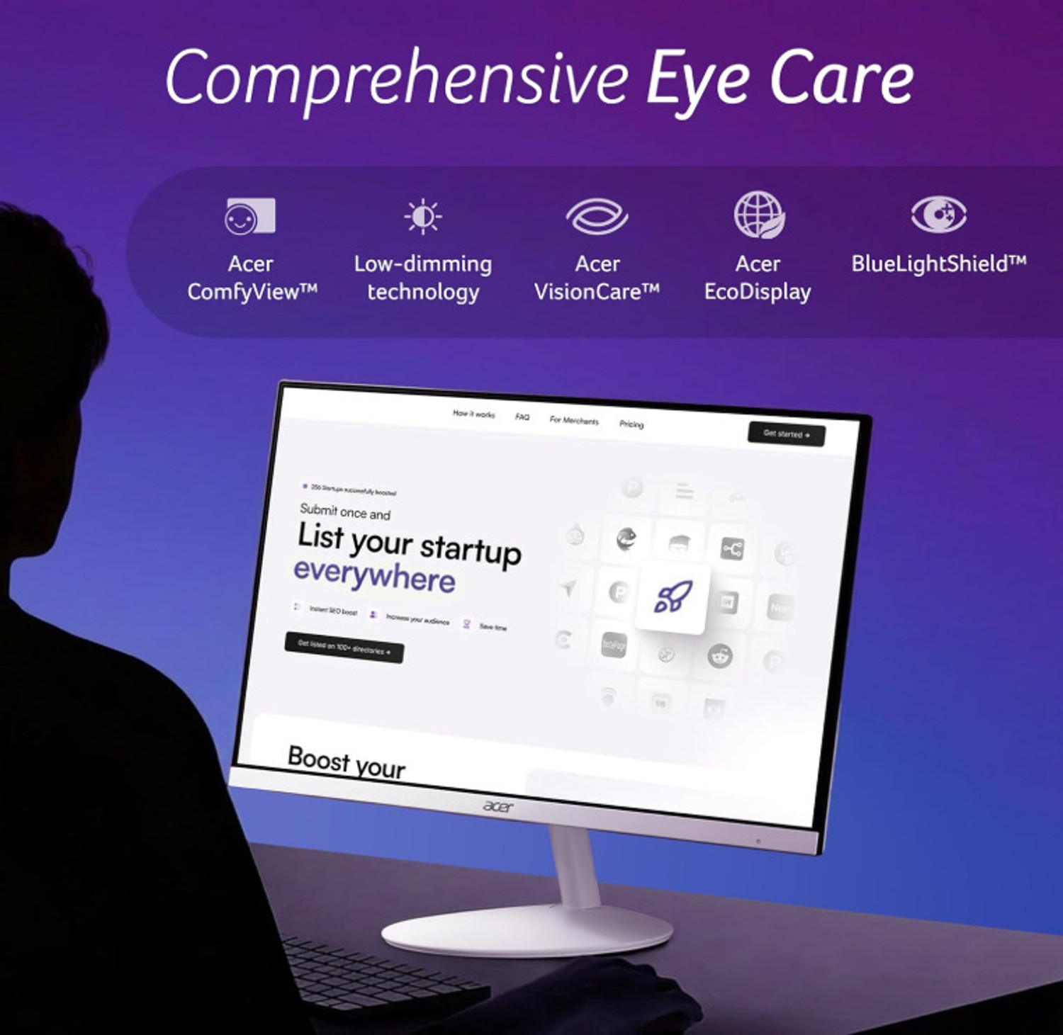 Image of Acer SA 68.58 cm (27 inch) WQHD LED Backlit IPS Panel Monitor (SA272U P1)