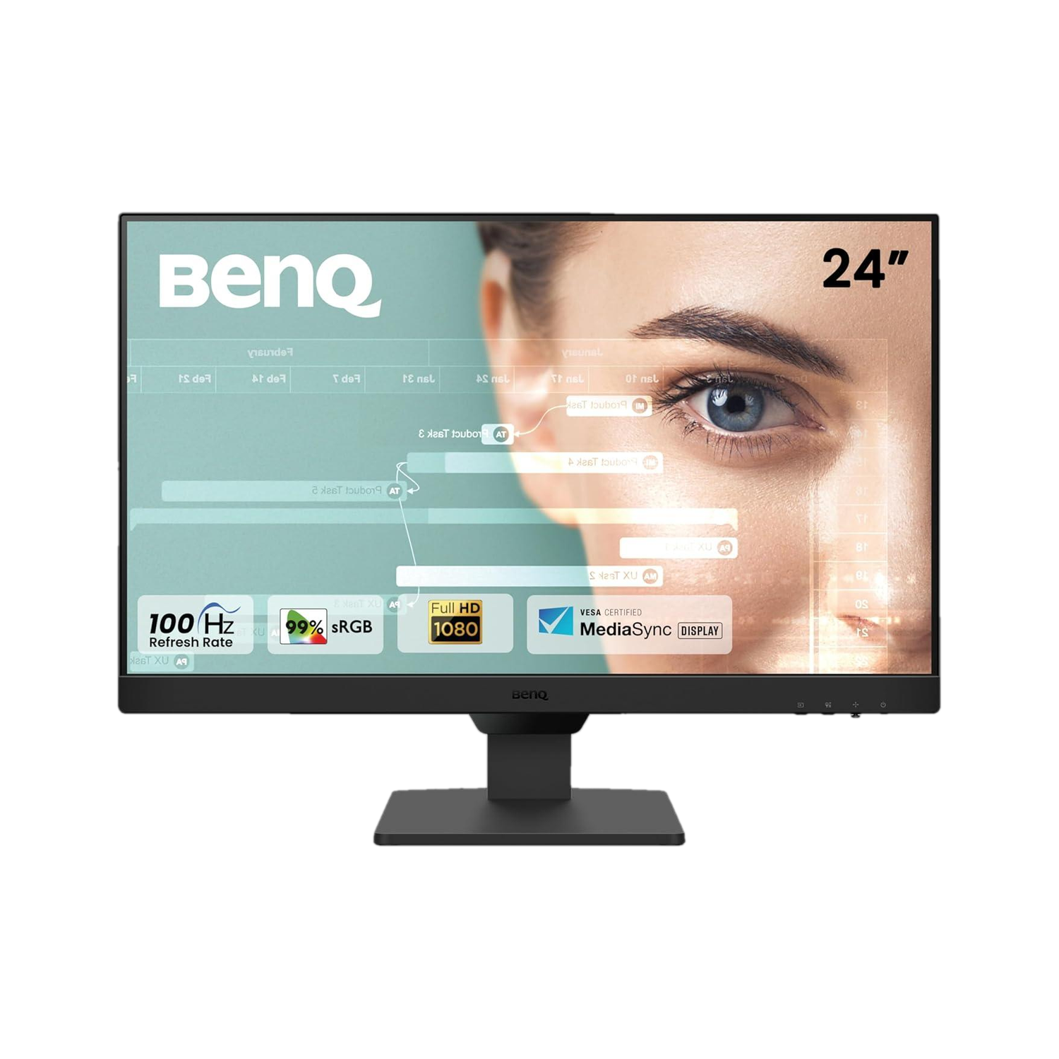 BenQ GW2490 60.96 cm (24 inch) Full HD LED Backlit IPS Panel 99% sRGB, Eye-careU, Dual HDMI, Display Port, Bezel-Less, Eyesafe, VESA MediaSync, Brightness Intelligence, Low Blue Light, Speakers 2Wx2, VESA Wall mountable Monitor (GW2490)
