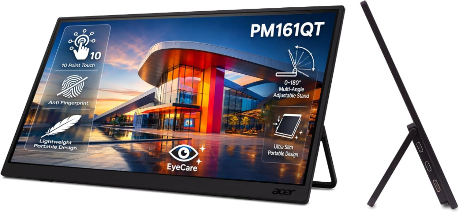 Image of Acer PM 39.62 cm (16 inch) Full HD LED Backlit IPS Panel Monitor (PM161Q T USB C Touch Monitor)