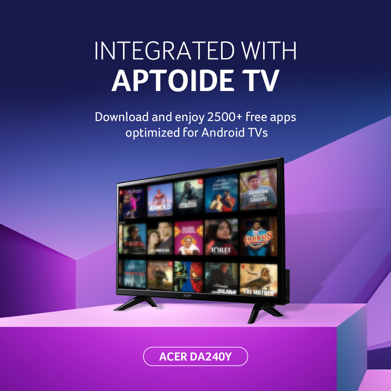 Image of Acer DA0 series 60.45 cm (24 inch) Full HD VA Panel with Bluetooth 5.0, App Support : Youtube, Netflix & more, 2X5W Inbuilt Speakers, Wireless Monitoring, HDR10 Support, Desktop Mode, Wide range of I /O ports, such as RJ45 and S /PDIF, VESA Wall mount Smart Monitor (DA240Y)