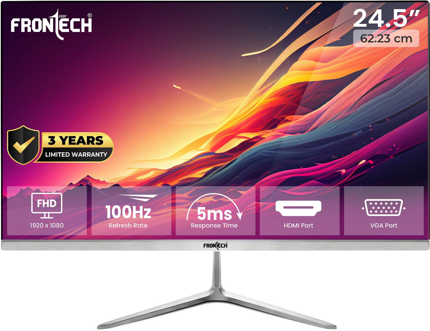 Frontech Ultima Series 62.23 cm (25 inch) Full HD VA Panel Monitor (24.5 Inch, 1920x1080,HDMI + VGA, Flicker-Free, Low Blue Light, FreeSync)