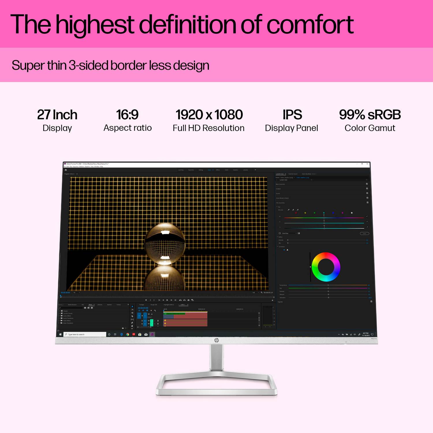 HP 68.58 cm (27 inch) Full HD IPS Panel with 99% sRGB, Eyesafe