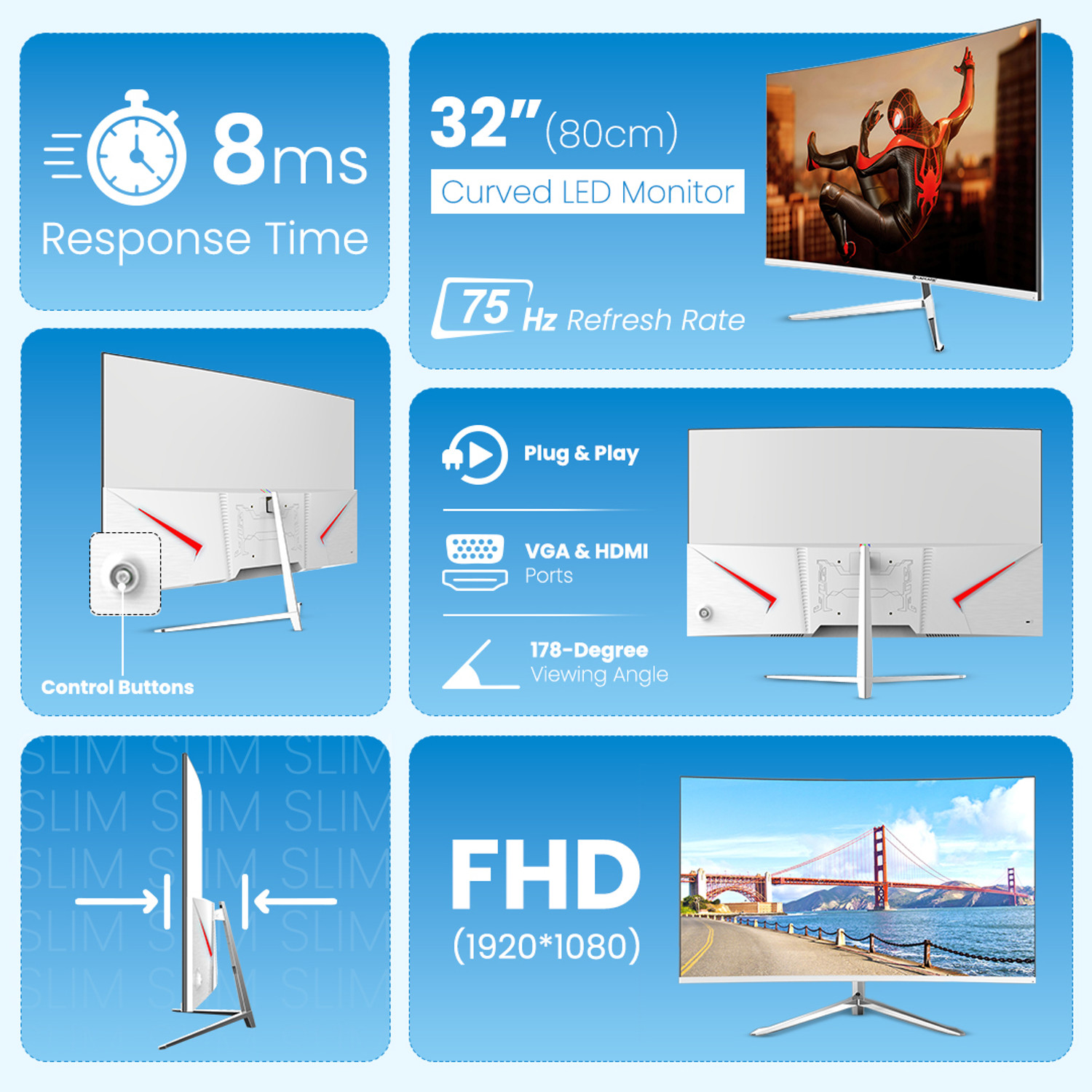 Image of LAPCARE 80.0 cm (32 inch) Curved Full HD VA Panel Monitor (LM32WHCR)