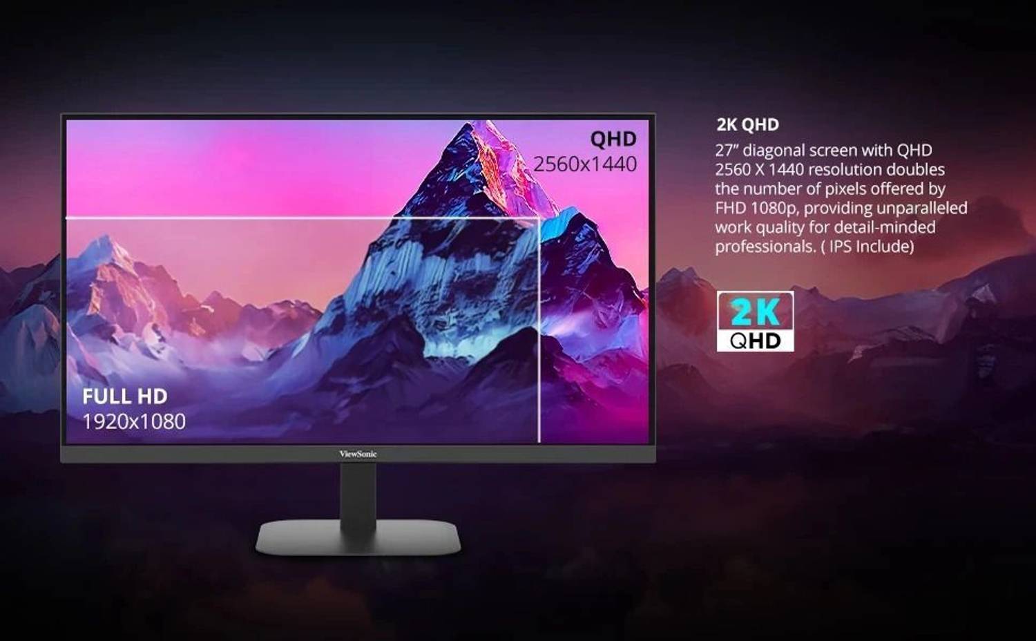 ViewSonic 27 inch Quad HD IPS Monitor VA2708-2K-MHD - Image 3
