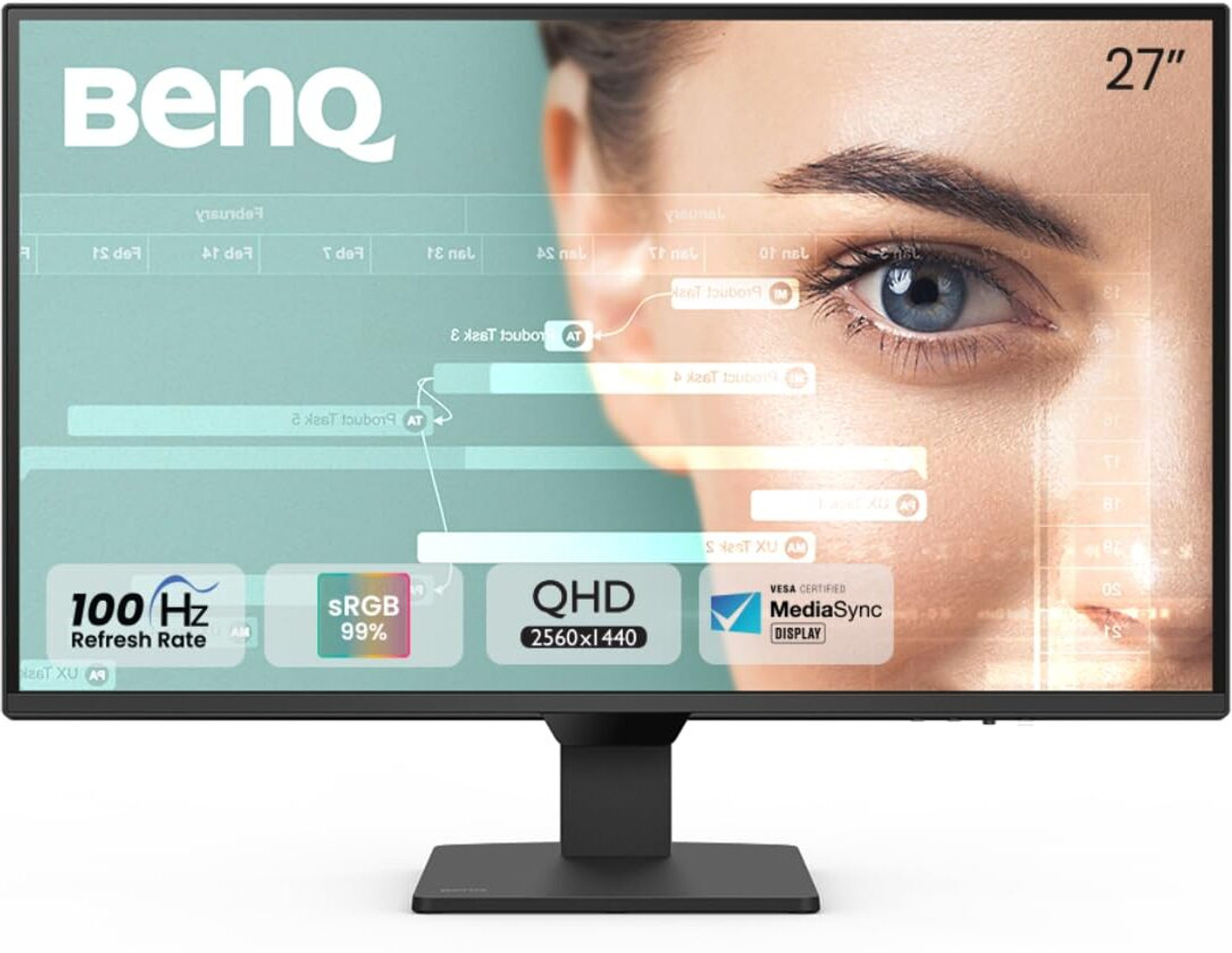Image of BenQ GW2790Q 68.58 cm (27 inch) Quad HD LED Backlit IPS Panel with 99% sRGB, 1500:1 CR, Eye-careU, Dual HDMI, Display Port, Bezel-Less, VESA MediaSync, B.I., Low Blue Light+, Inbuilt Speakers, VESA Wall mountable Monitor (GW2790Q)
