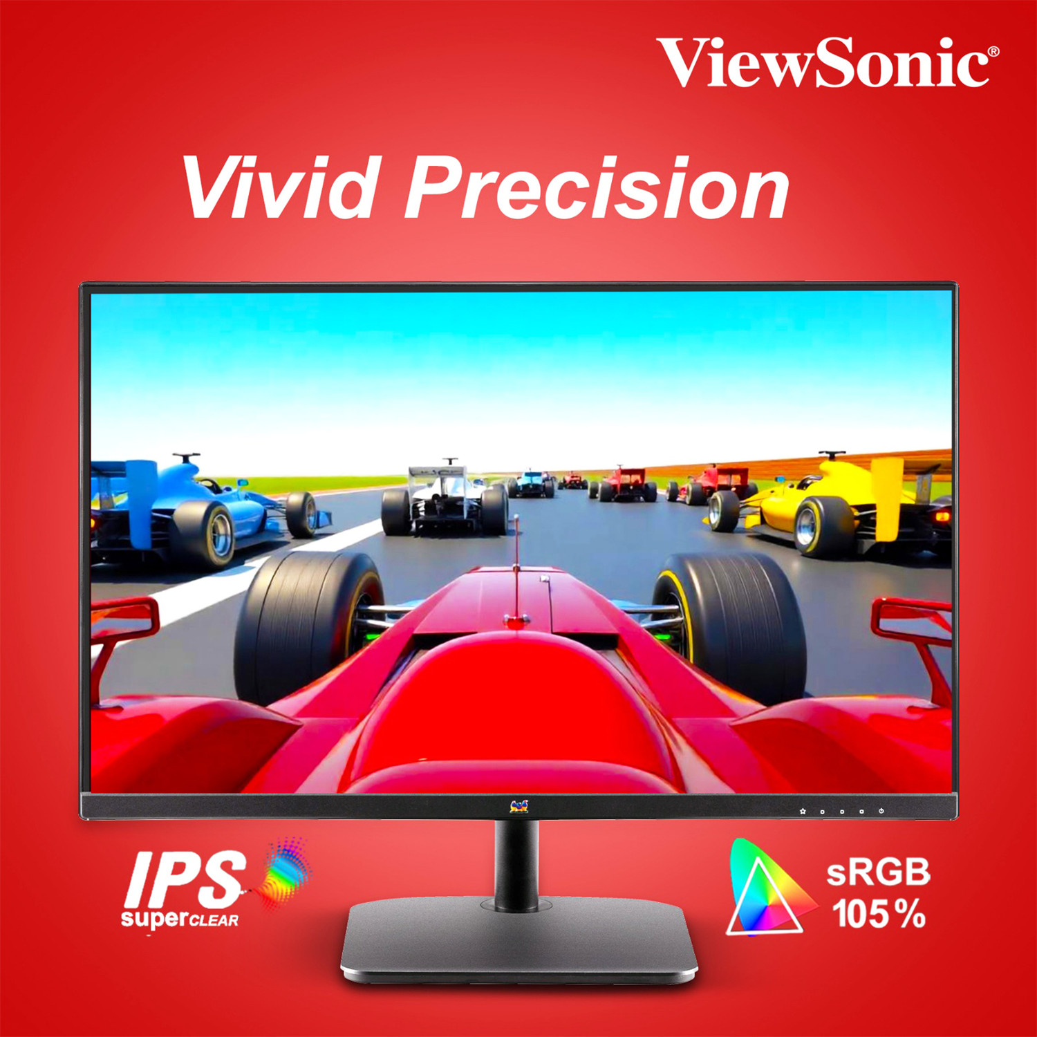 Image of ViewSonic 153.54 cm (61 cm) Full HD LED Backlit IPS Panel with Bezel Less, Low Blue Light, Flicker-Free, Tilt, sRGB 104%, HDMI, VGA, Audio Out, Slim Monitor (VA2432-H)