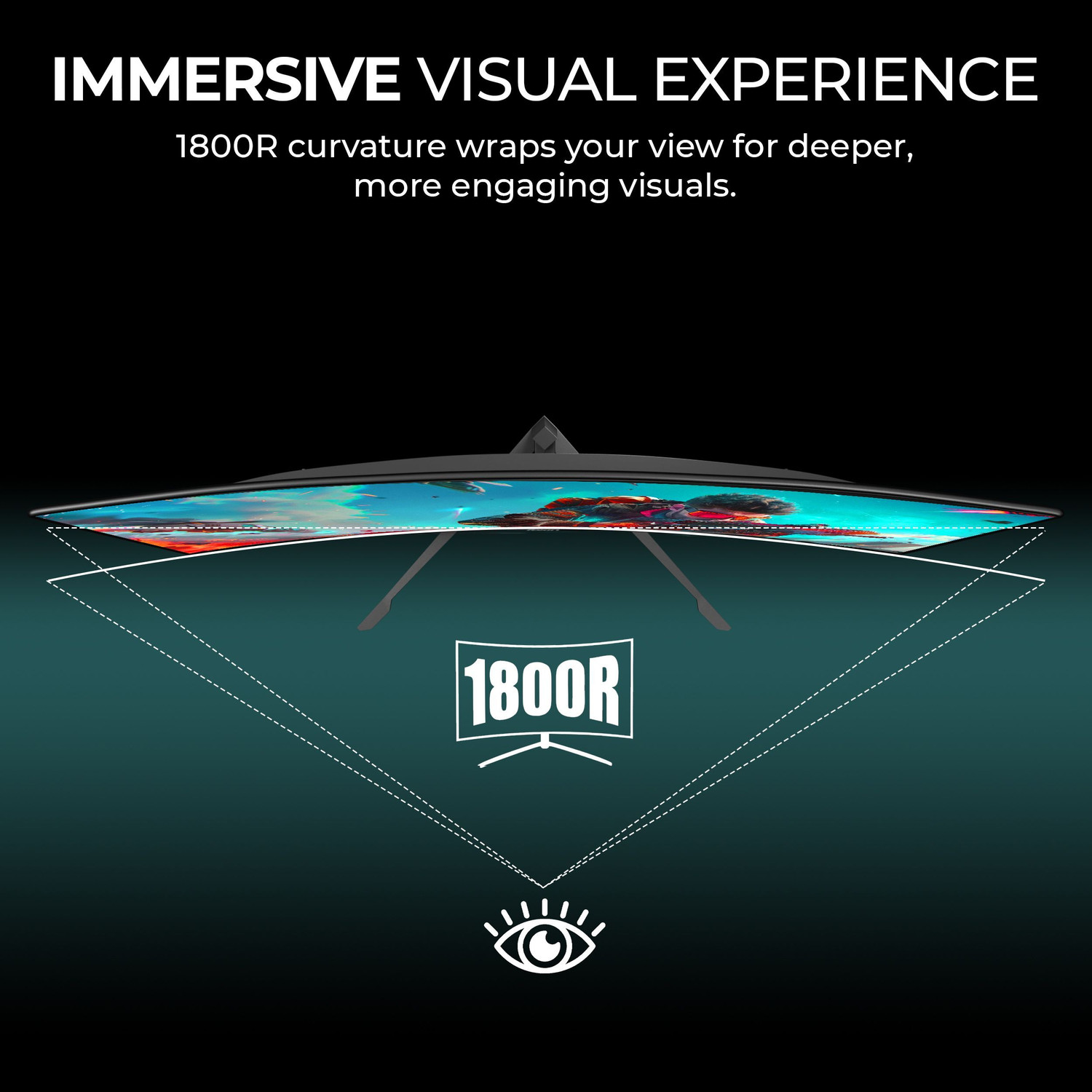 Image of Foxin 81.28 cm (32 inch) Curved Full HD VA Panel Gaming Monitor (Phantom 32 inch(80 cm) 1800R Curved Gaming Monitor, FHD 1920x1080p, 250Nits, 180Hz,)