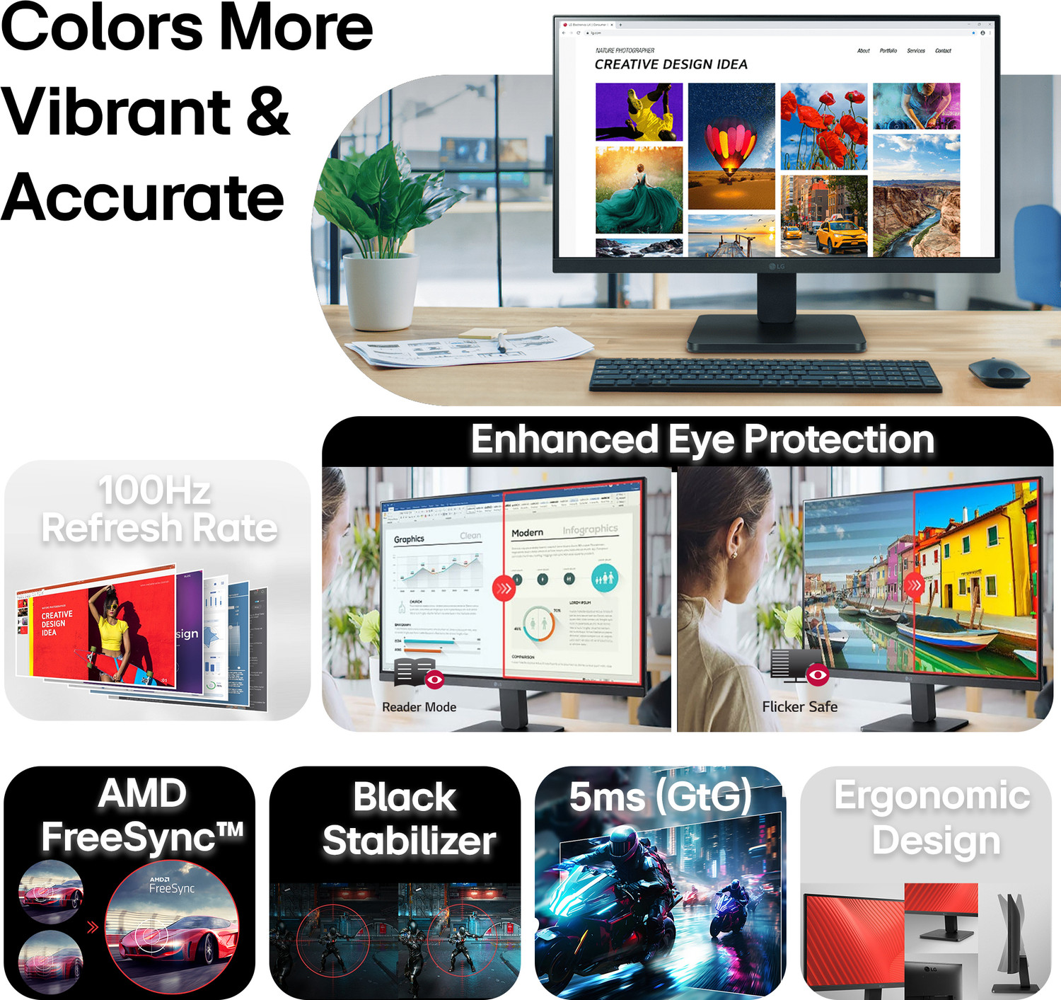 Image of LG 54.0 cm (21 inch) Full HD VA Panel with 3-Side Borderless Display,Tilt-able Stand, Black Stabilizer, OnScreen Control, Ergo Design Monitor (22MR410-BB.CTRRMV)