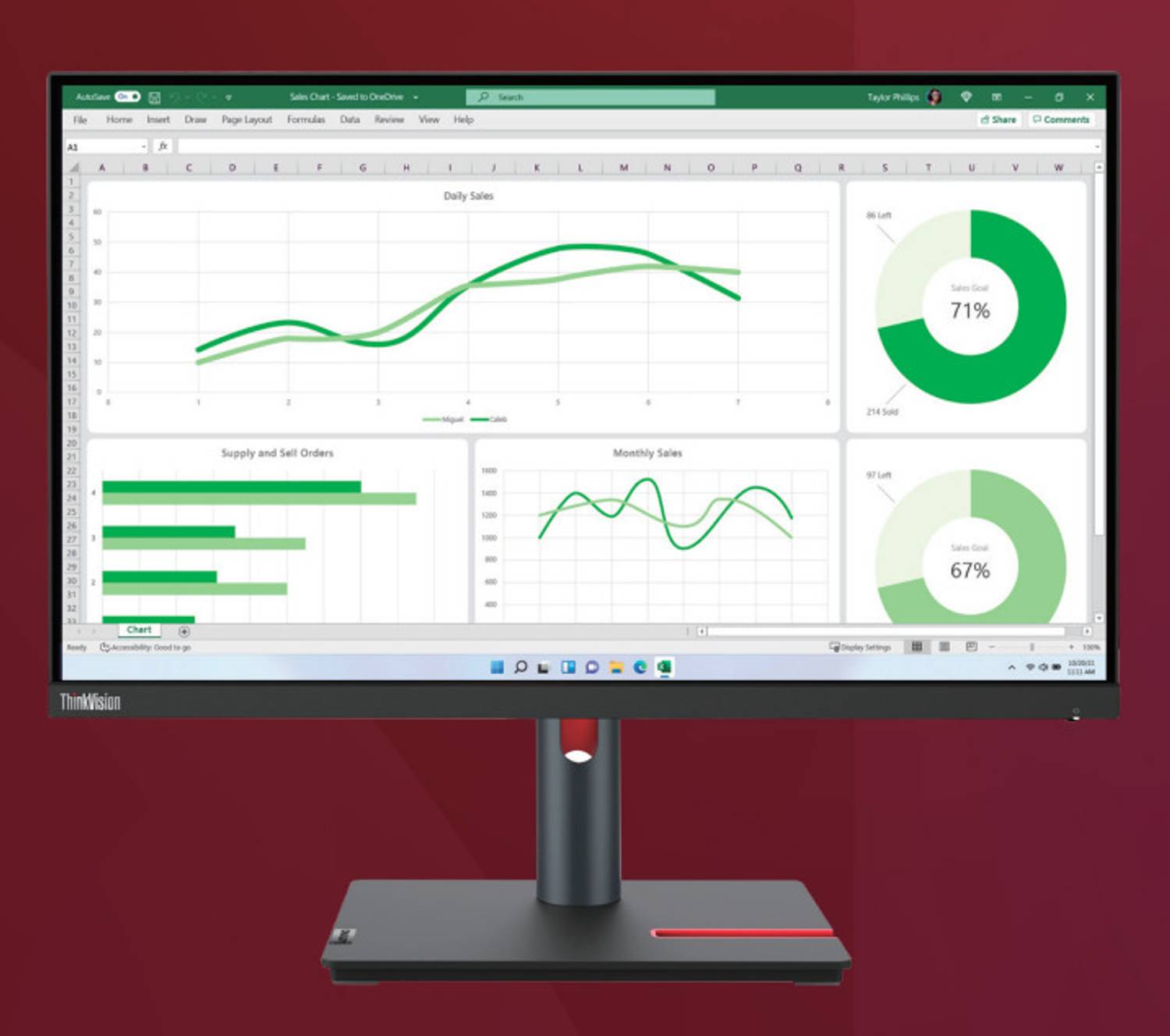 Lenovo ThinkVision 60.45 cm (24 inch) WQHD IPS Panel Monitor (P24h