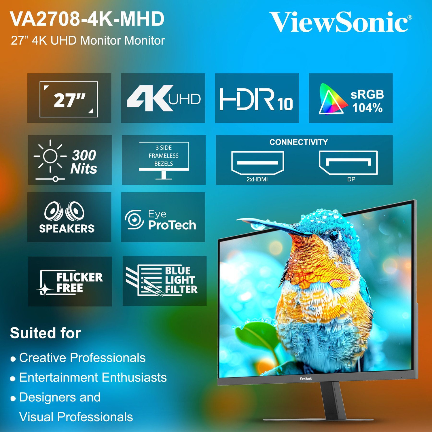 Angle Using Chart ViewSonic 68.58 cm (27 inch) 4K Ultra HD LED Backlit IPS Panel Monitor ...