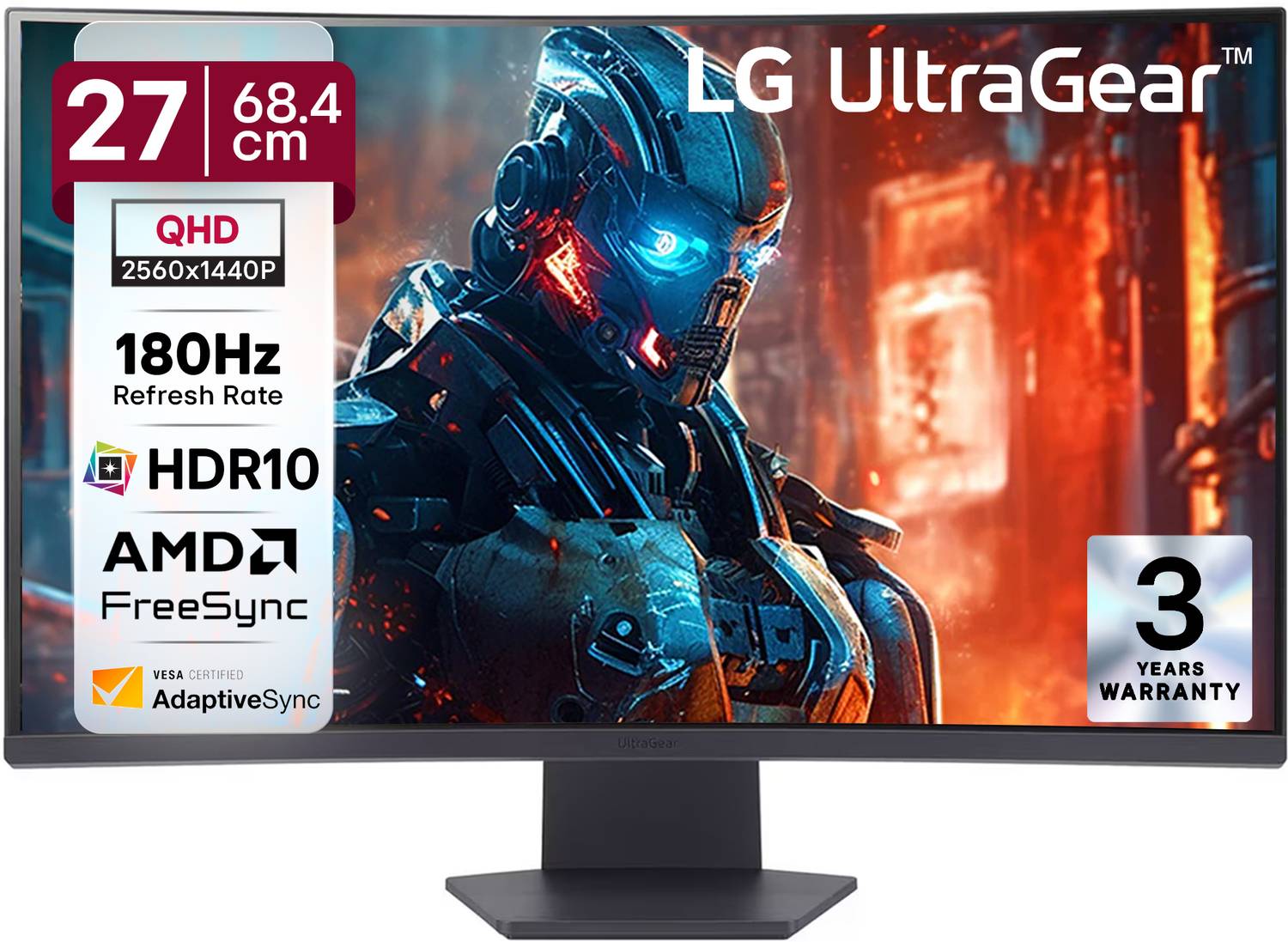 LG UltraGear 68.58 cm (27 inch) Curved Quad HD VA Panel with 1000