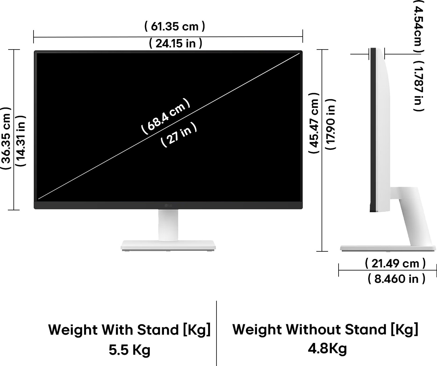 Image of LG UltraFine 68.58 cm (27 inch) 4K Ultra HD LED Backlit IPS Panel with HDR10, Up to 90% DCI-P3 Color gamut, Reader Mode, Flicker Safe, HDMI X 2, DisplayPort, Headphone Out, Borderless Design Monitor (27US500-WA.ATRPMSN)