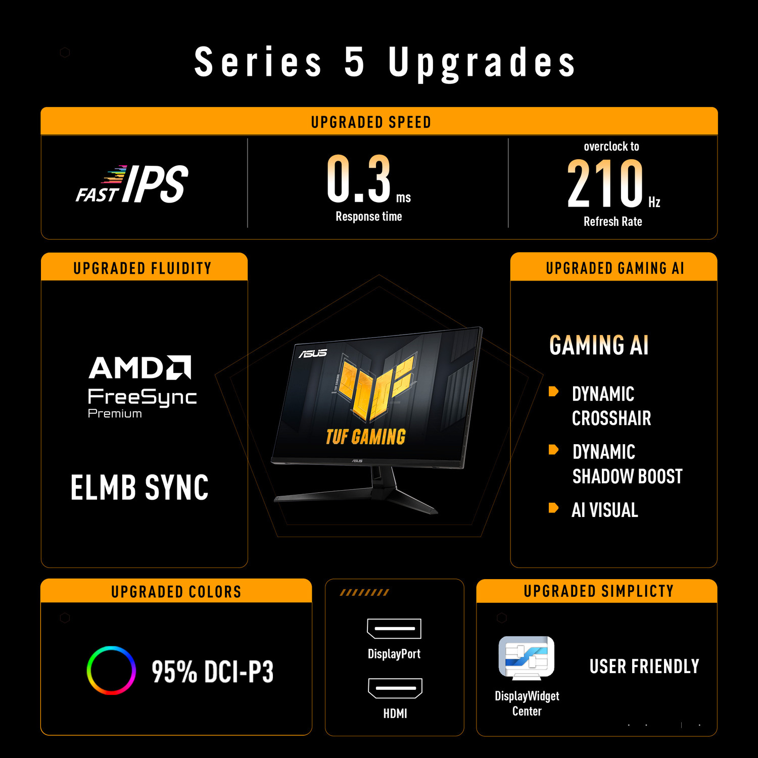 Image of ASUS TUF 68.58 cm (27 inch) Quad HD LED Backlit IPS Panel Gaming Monitor (TUF Gaming VG27AQ5A Monitor 27 QHD(2560x1440), 210Hz(OC) Fast IPS, 0.3ms)