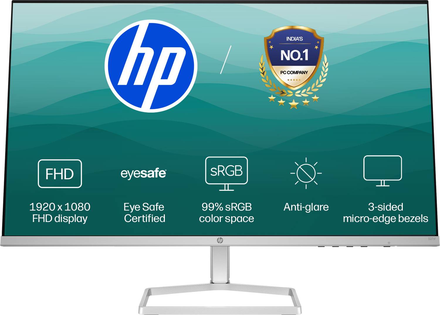 HP Series 5 68.58 cm (27 inch) Full HD LED Backlit IPS Panel with On-screen controls, Anti-glare, 300 nits brightness, Eye Ease Technology Monitor (527sf)