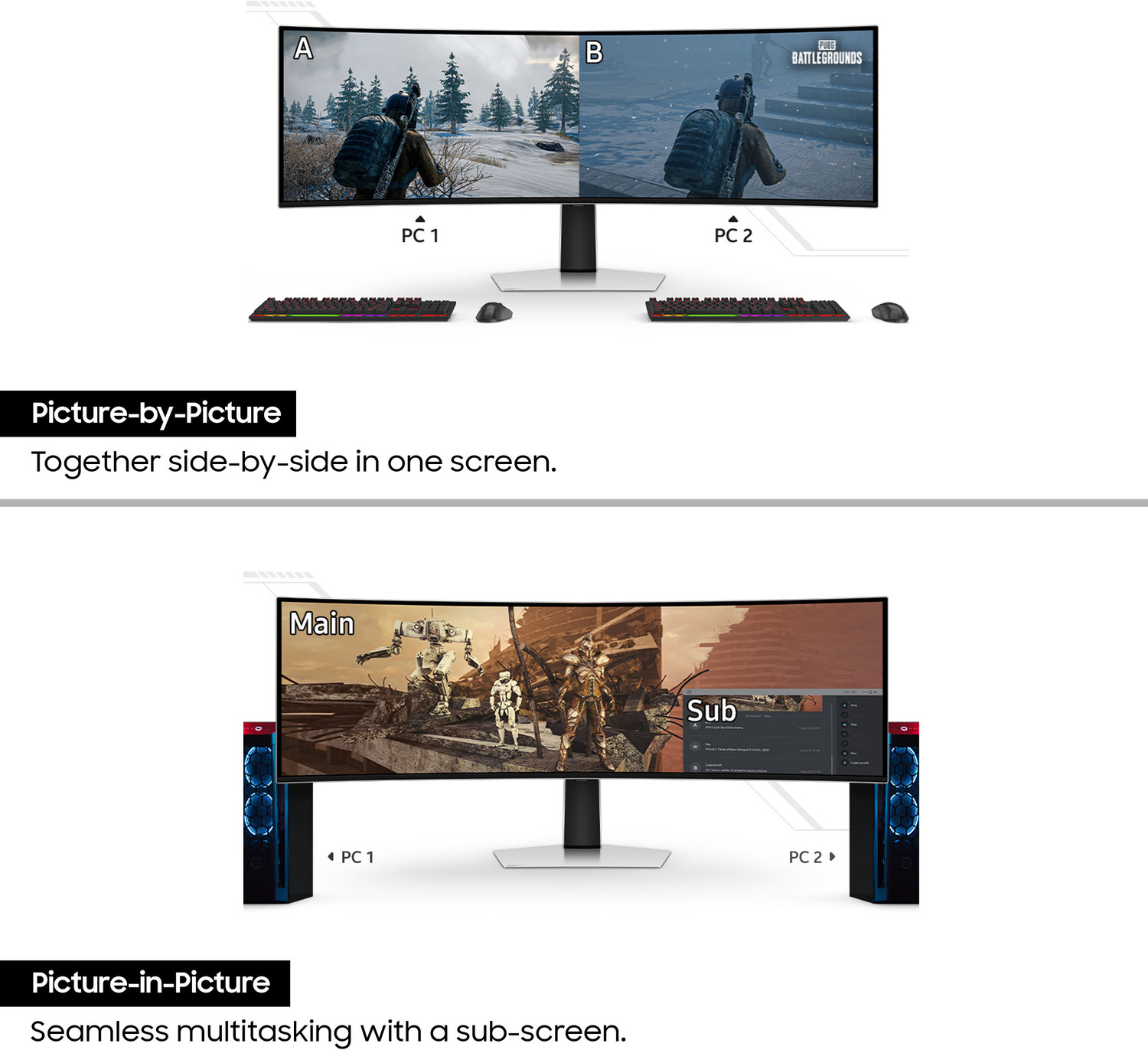 Image of Samsung Odyssey G9 124.46 cm (49 inch) Curved DQHD OLED Panel with HDR10+, 1800R Curvature, NVIDIA G Sync Compatible, Quantum Dot, Inbuilt Speakers, Height Adjustable Stand Gaming Monitor (LS49CG930SWXXL)