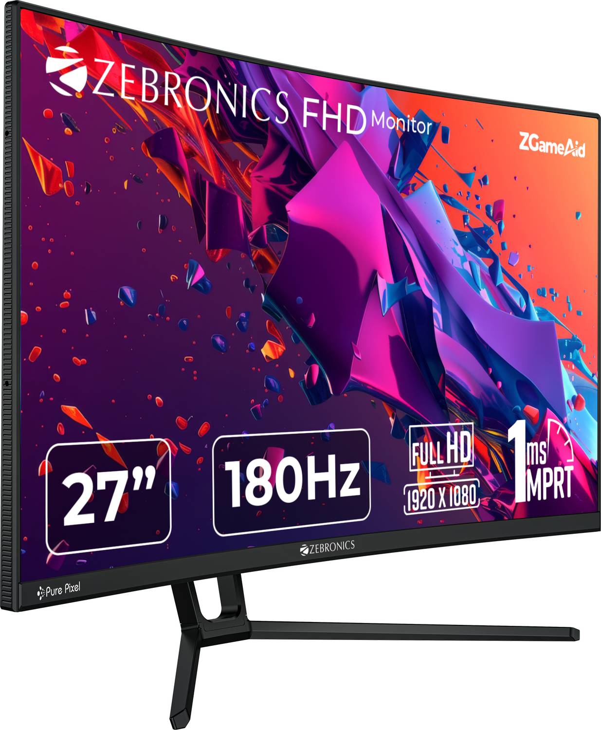 ZEBRONICS 68.58 cm (27 inch) Full HD VA Panel with 1500R Curvature, 300 Nits Brightness, HDR10, 99% sRGB, 1 x DP, 1 x HDMI, 1 x 3.5mm anti-glare Display Gaming Monitor (ZEB-IGM 103, ZEB-N27B)