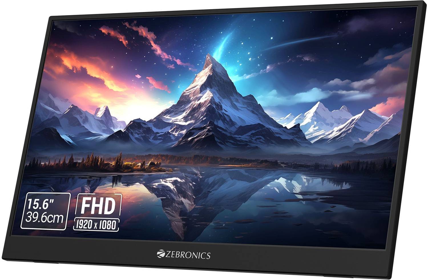 ZEBRONICS 39.62 cm (16 inch) Full HD IPS Panel with 180-degree Adjustable Stand, 16:9 Aspect Ratio, 300Nits brightness, 16.7M Colors, Dual Input - Type C + Mini HDMI, Built-in Speakers Portable Monitor ((Zeb-Pixigo A16 (Zeb-KPM 2)))