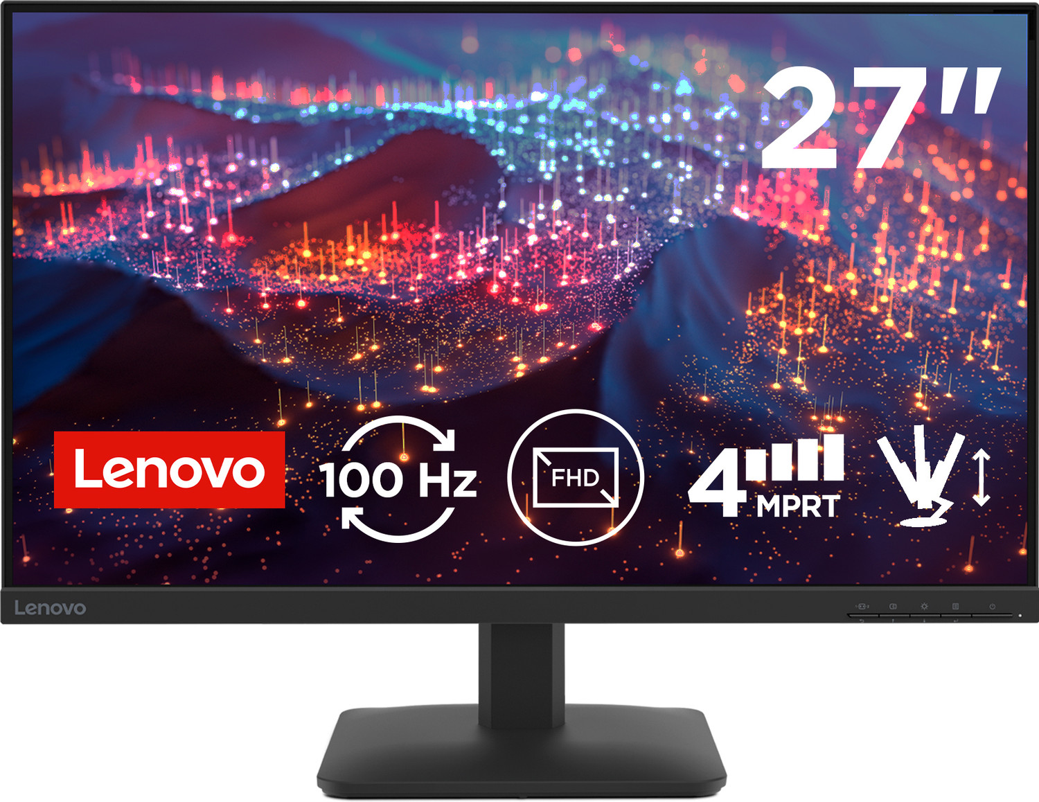 Image of Lenovo L Series 68.58 cm (27 inch) Full HD LED Backlit IPS Panel with 99%sRGB, 1x HDMI 1.4, 1x VGA, Tilt, Ultraslim Monitor (L27-4e) (Response Time: 4 ms, 100 Hz Refresh Rate)