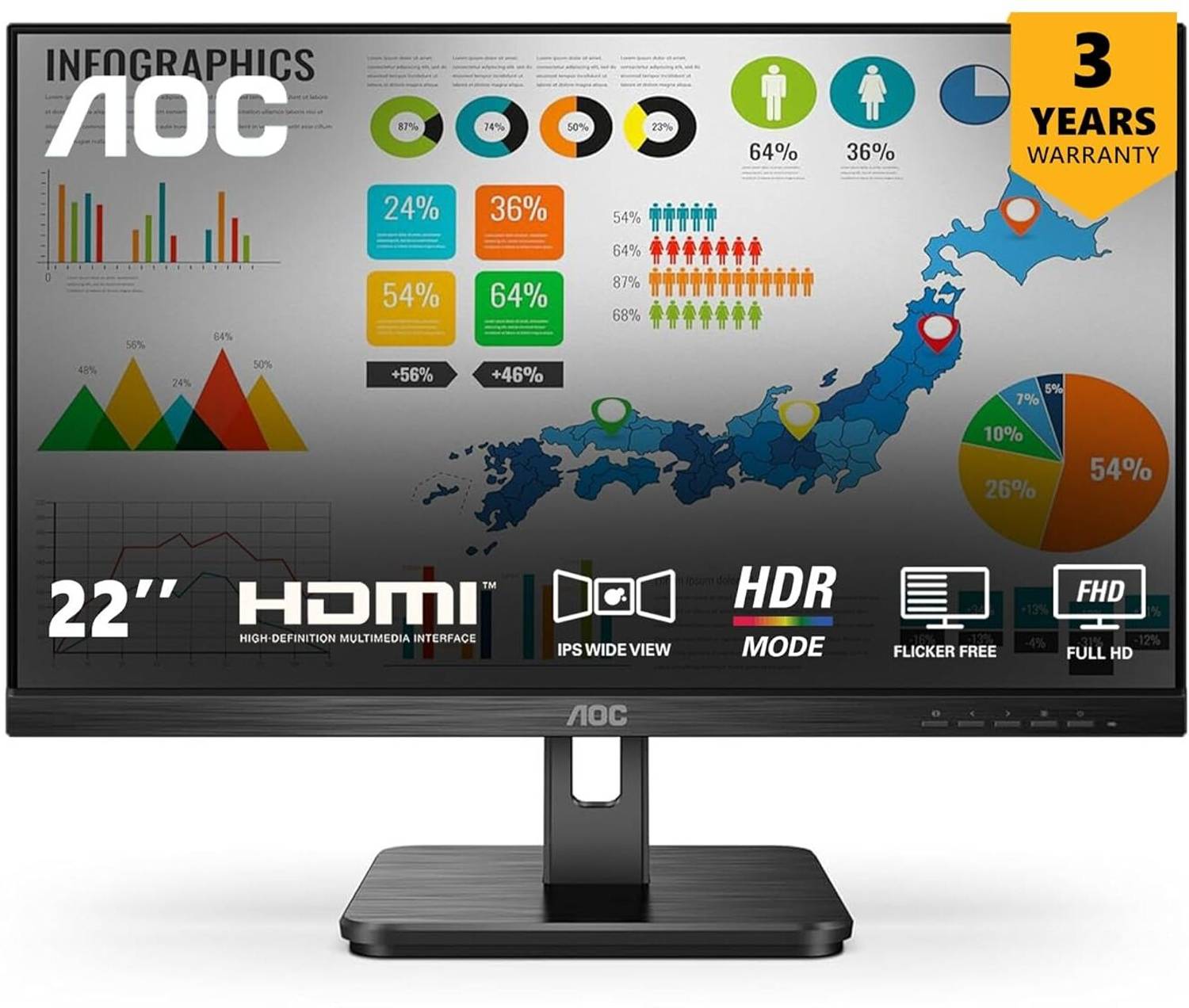 AOC 55.88 cm (22 inch) Full HD IPS Panel Monitor (22E2H)