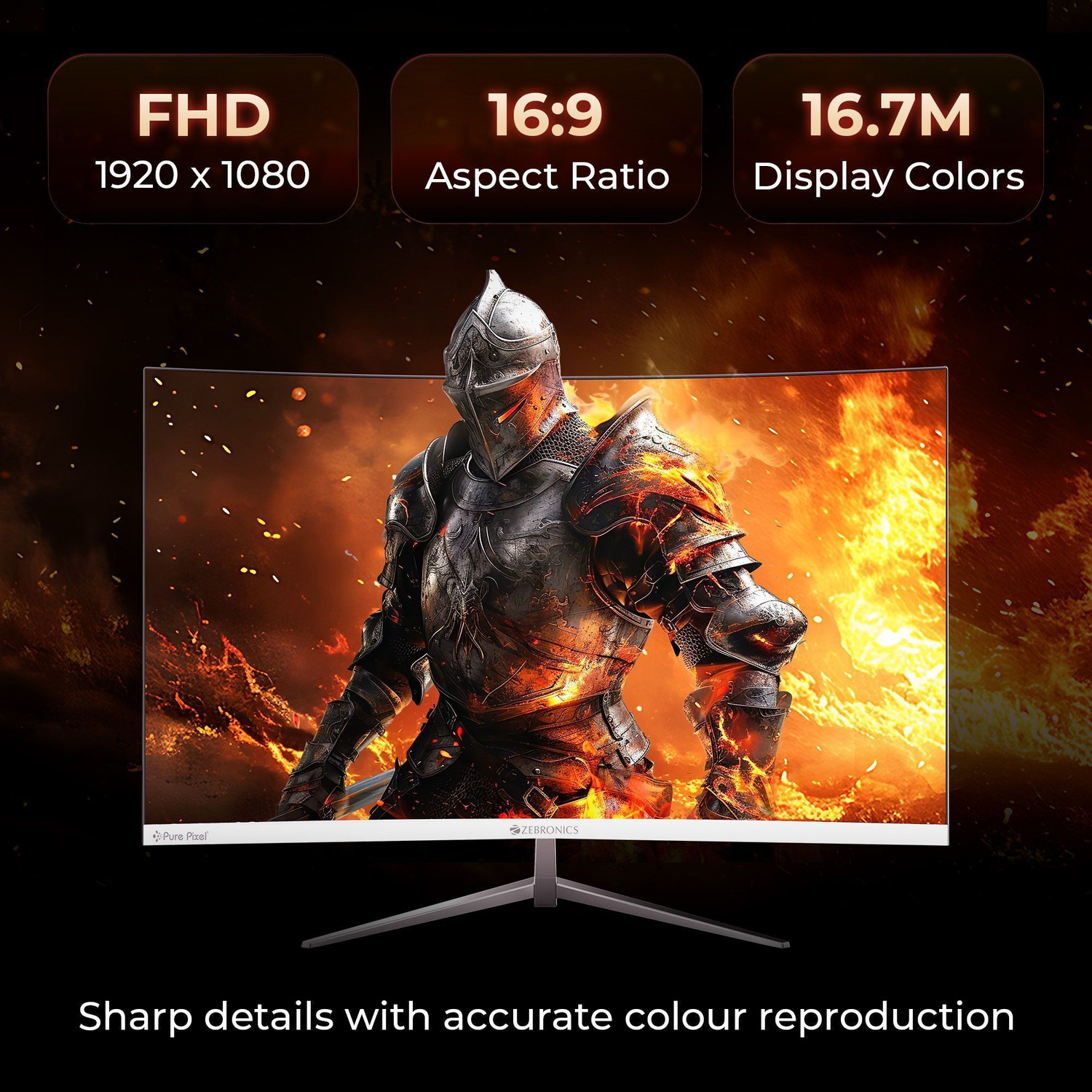 Image of ZEBRONICS 80.01 cm (32 inch) Curved Full HD LED Backlit VA Panel Gaming Monitor (ZEB-AC32FHD LED)