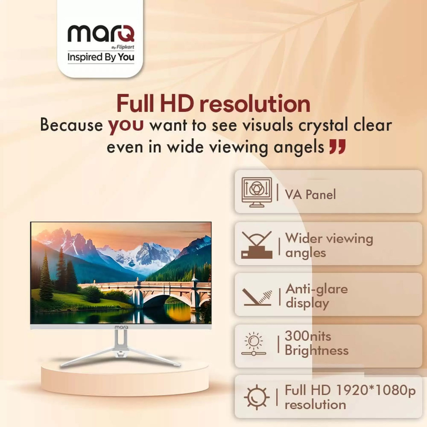 Image of MarQ by Flipkart 55.88 cm (22 inch) Full HD LED Backlit VA Panel Inbuilt Speakers Monitor (22FHDMEQNNXO)