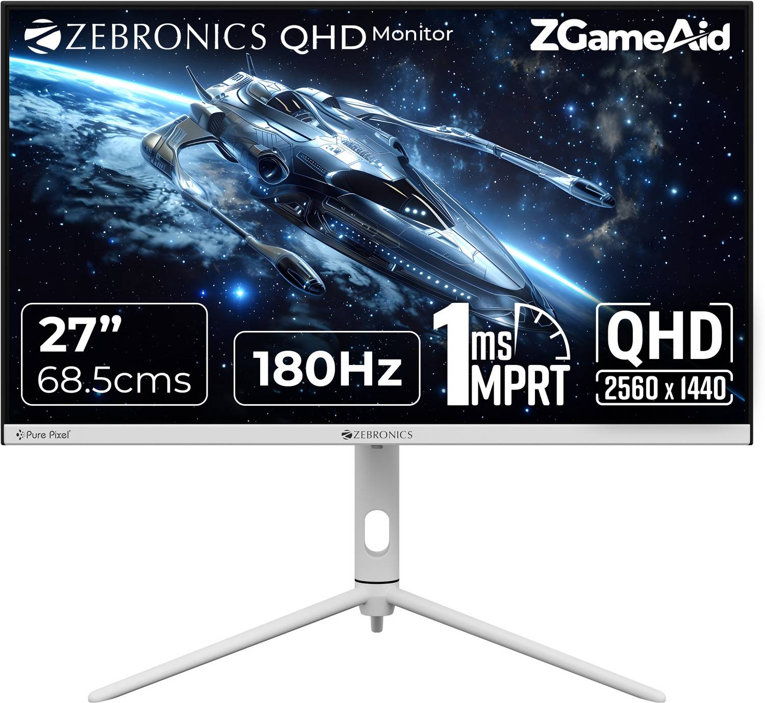 ZEBRONICS 68.58 cm (27 inch) Quad HD VA Panel with 300 Nits Brigh