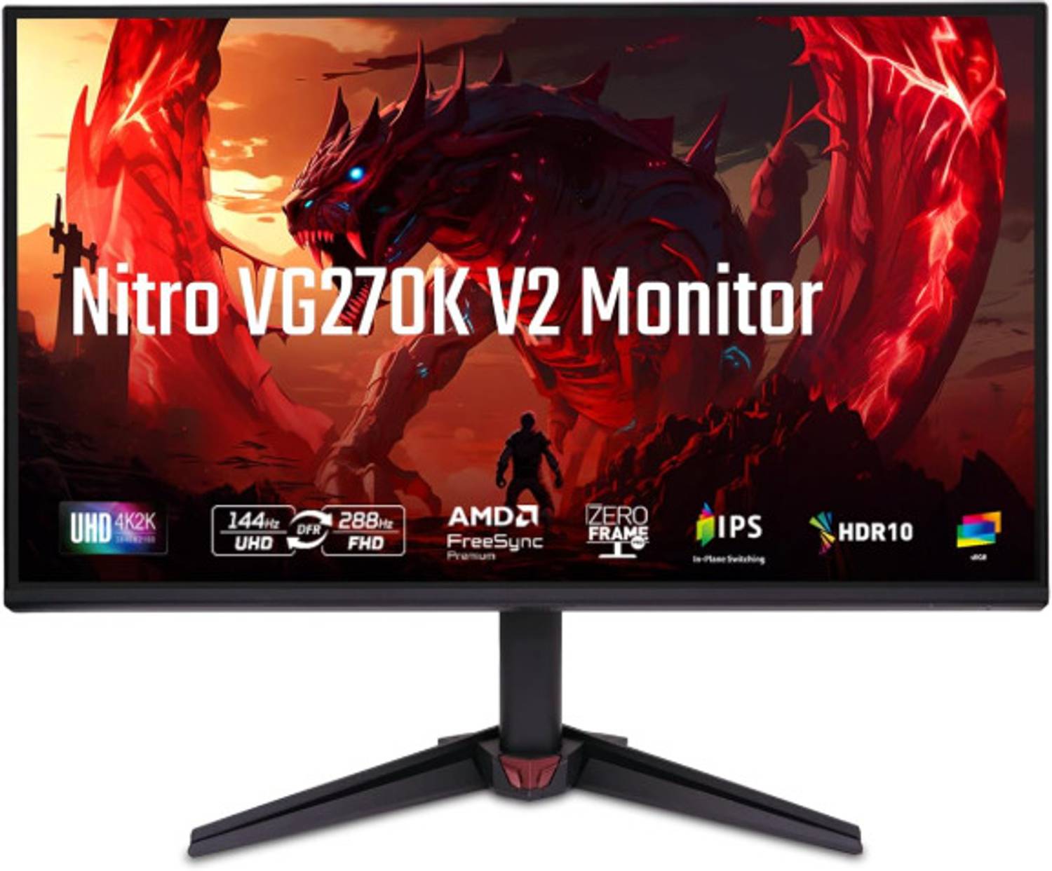 Acer Nitro 68.58 cm (27 inch) 4K Ultra HD LED Backlit IPS Panel Gaming Monitor (VG270K V2 {DFR -4K - 144Hz ; FHD - 288Hz })