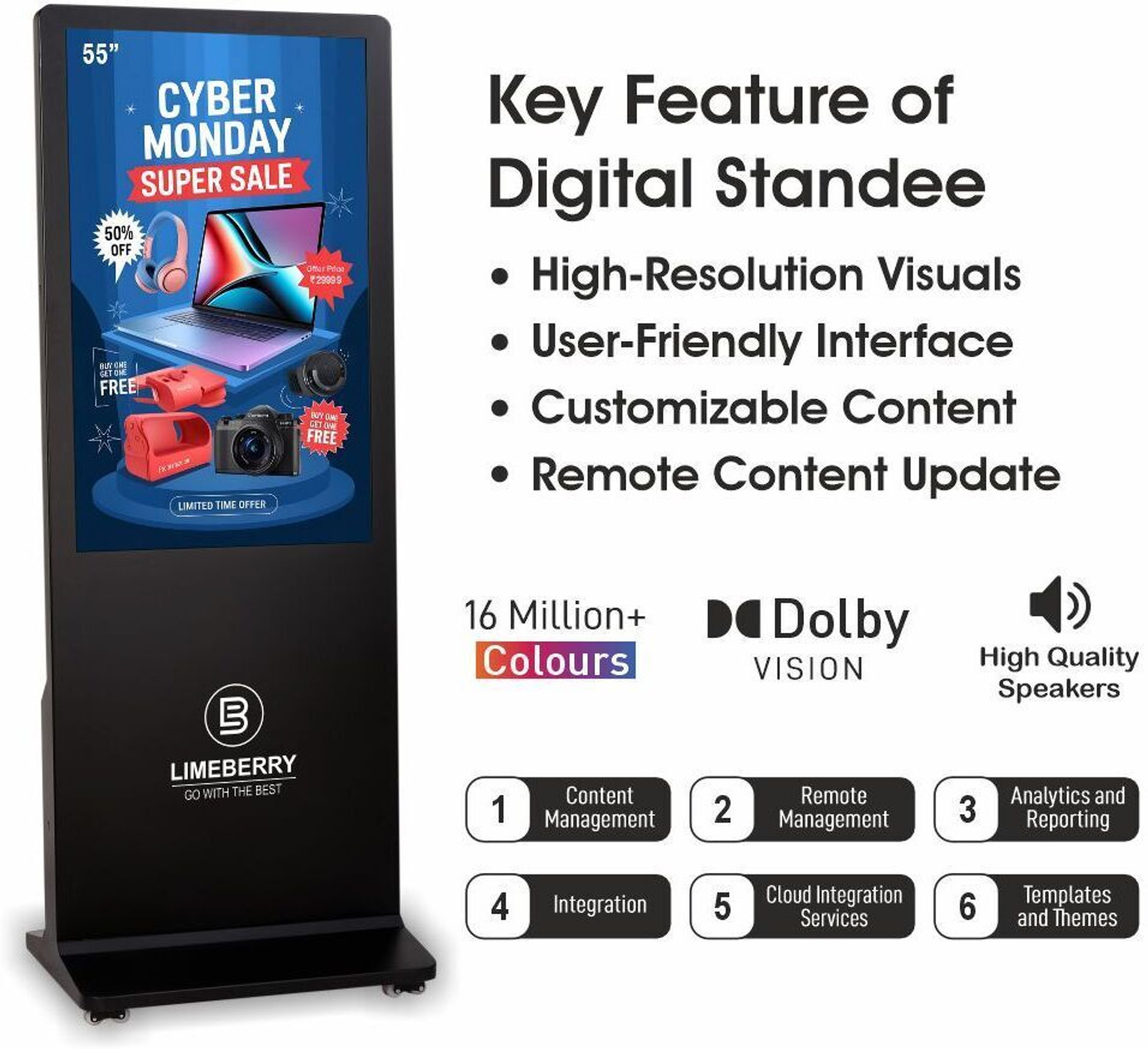 Image of LIMEBERRY Digital Signage Standee Projector Screen Kiosk Advertisement Machine Product Size 70 inch Height x 24 inch Width 109.22 cm (43 inch) Full HD LED Backlit IPS Panel Monitor (LB431-IUH)