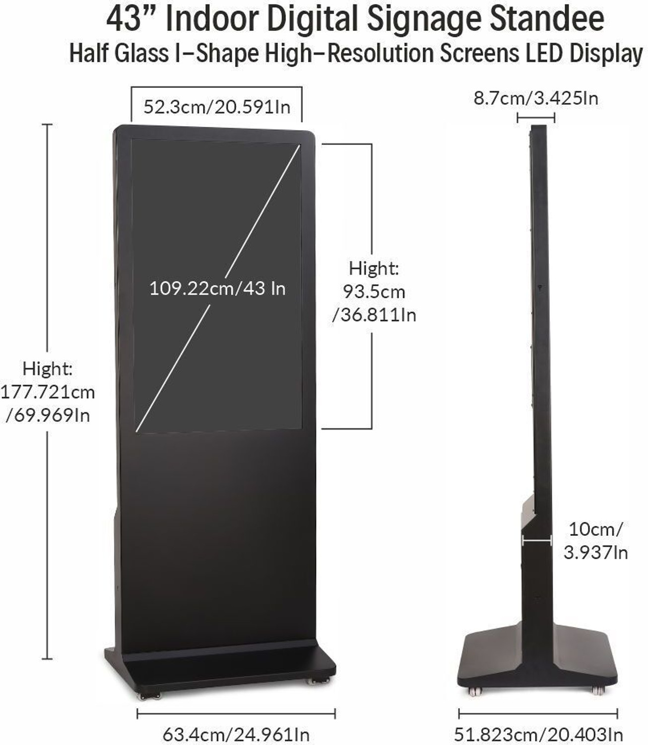 Image of LIMEBERRY Digital Signage Standee Projector Screen Kiosk Advertisement Machine Product Size 70 inch Height x 24 inch Width 109.22 cm (43 inch) Full HD LED Backlit IPS Panel Monitor (LB431-IUH)