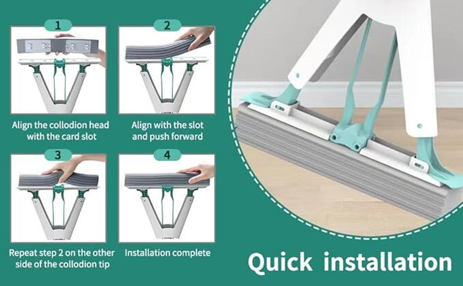 Image of Burmy Squeeze Roller Mop with 1 Super Absorbent PVA Sponge Wet & Dry Mop