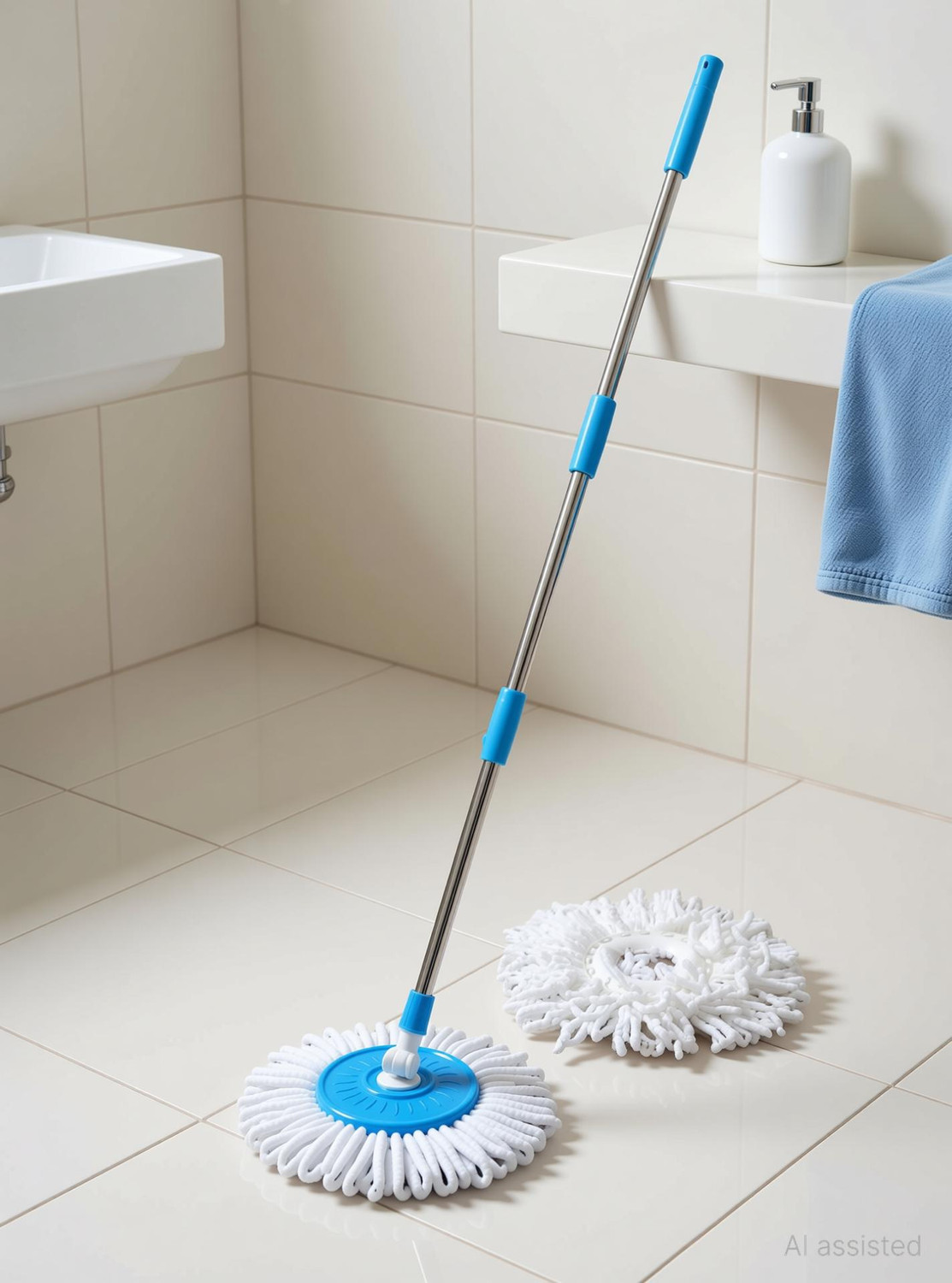 Image of Ayush Premium 360 Spin Extra long Mop Stick | Wet & Dry Cleaning Mop Head and Rod