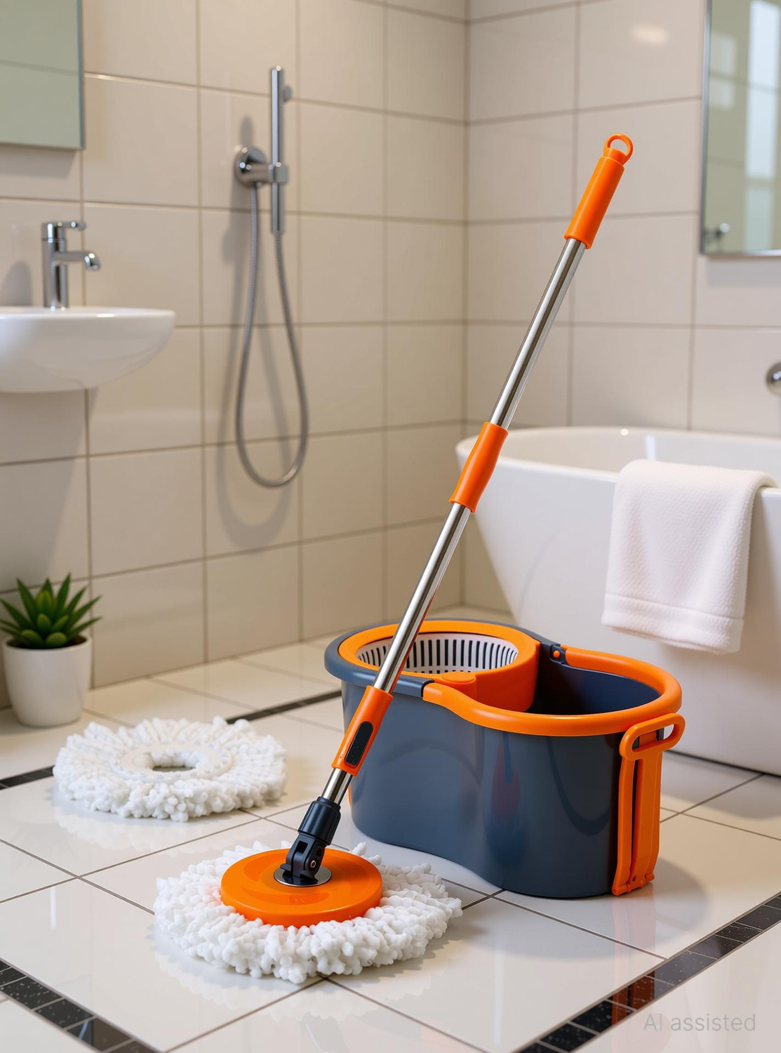 Image of PALAK Gamma with 360 Spinner 2 Microfiber heads & Twin Bucket Mop Set